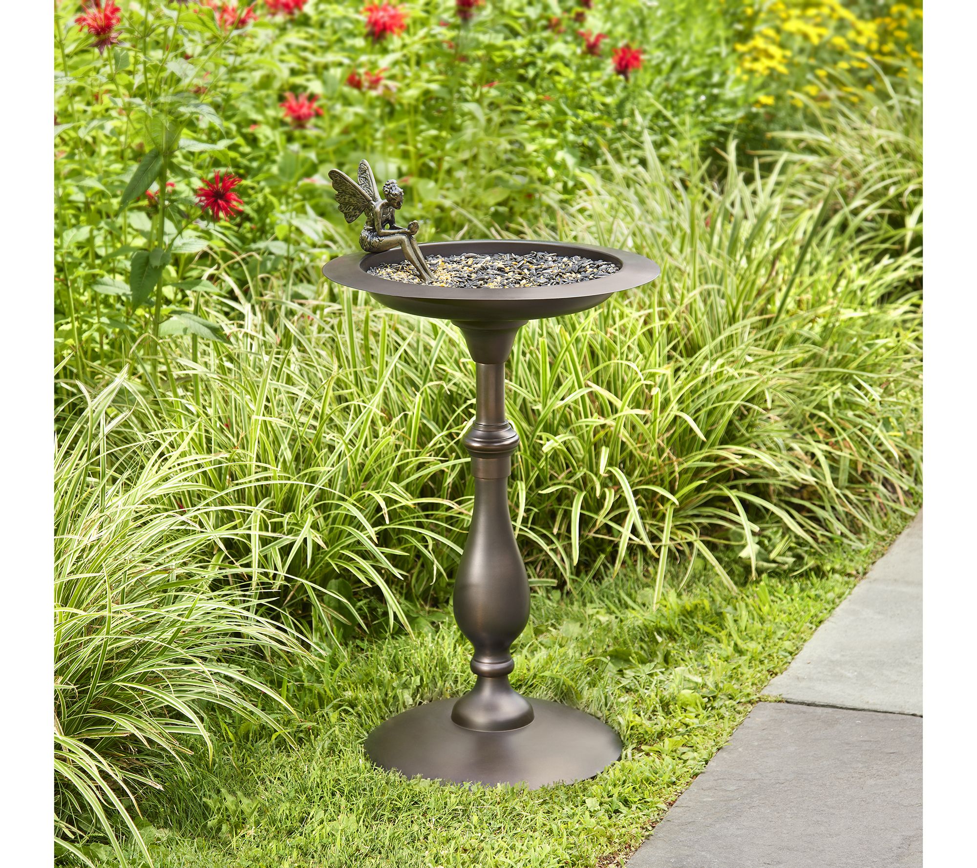 Classic Bronze Bird Bath Pedestal w/ Fairy by Good Directions