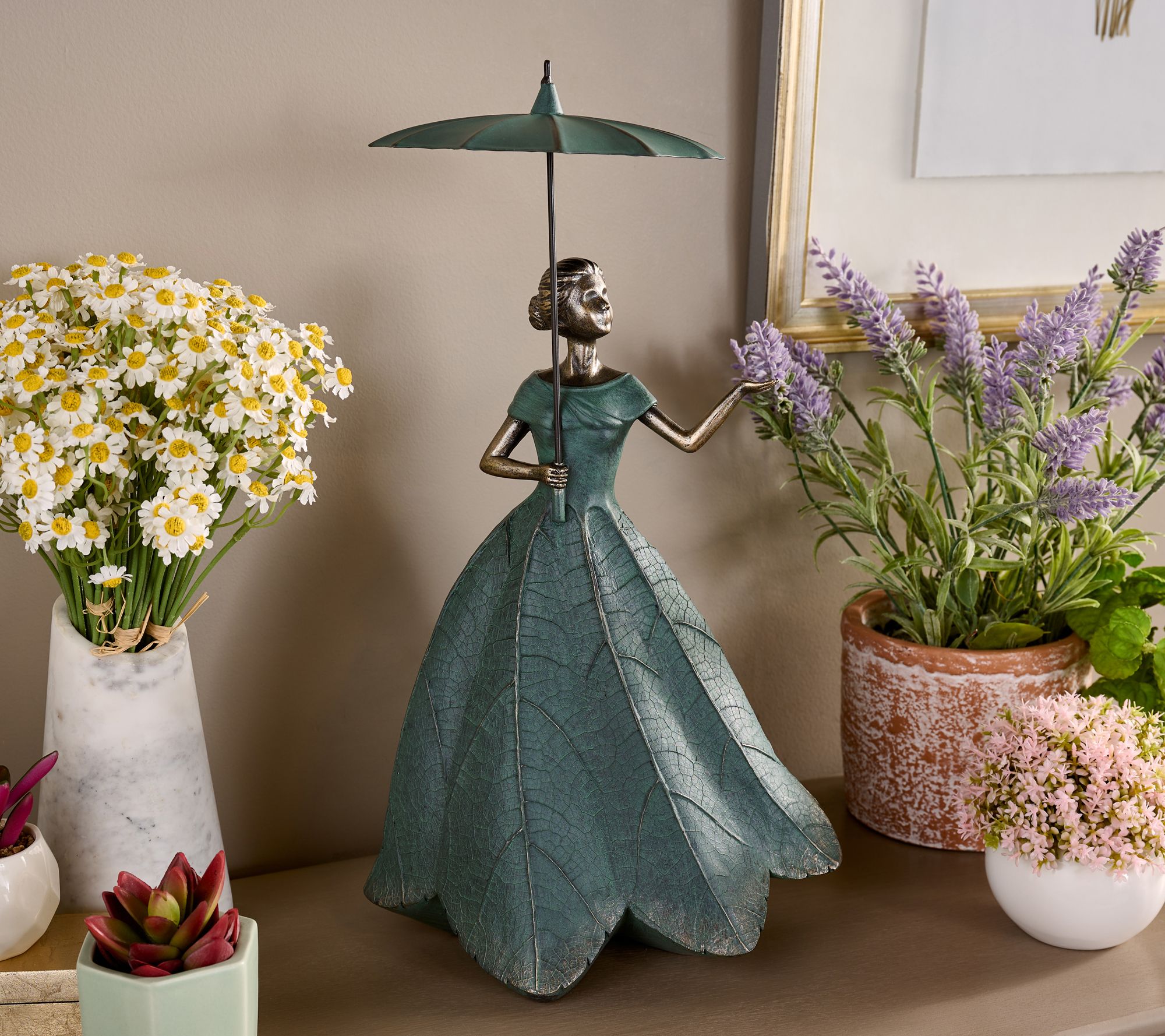 "As Is" 15" Indoor/Outdoor Garden Maiden with Umbrella by Valerie