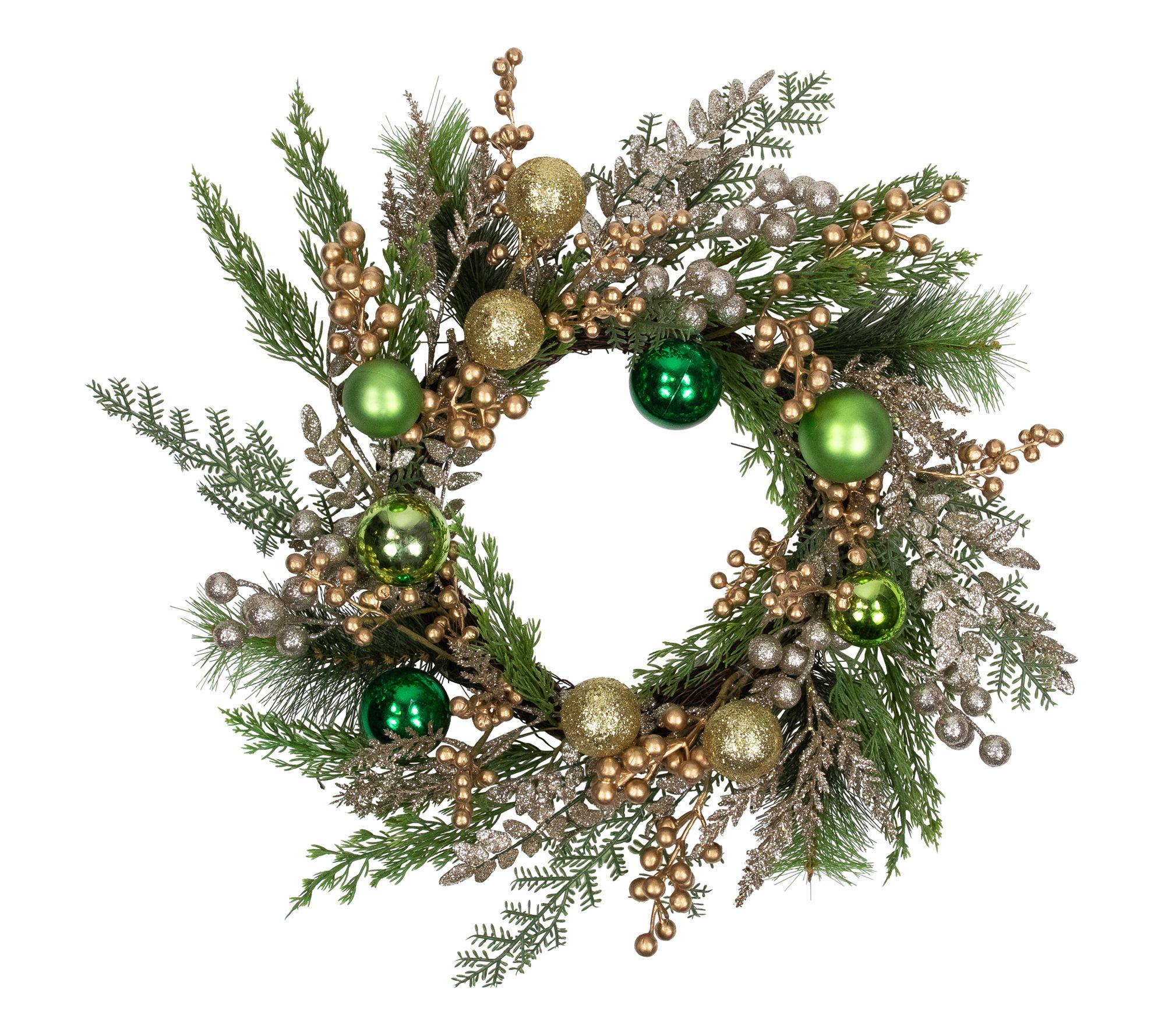 Northlight Ornaments and Berries Christmas Wreath 24"