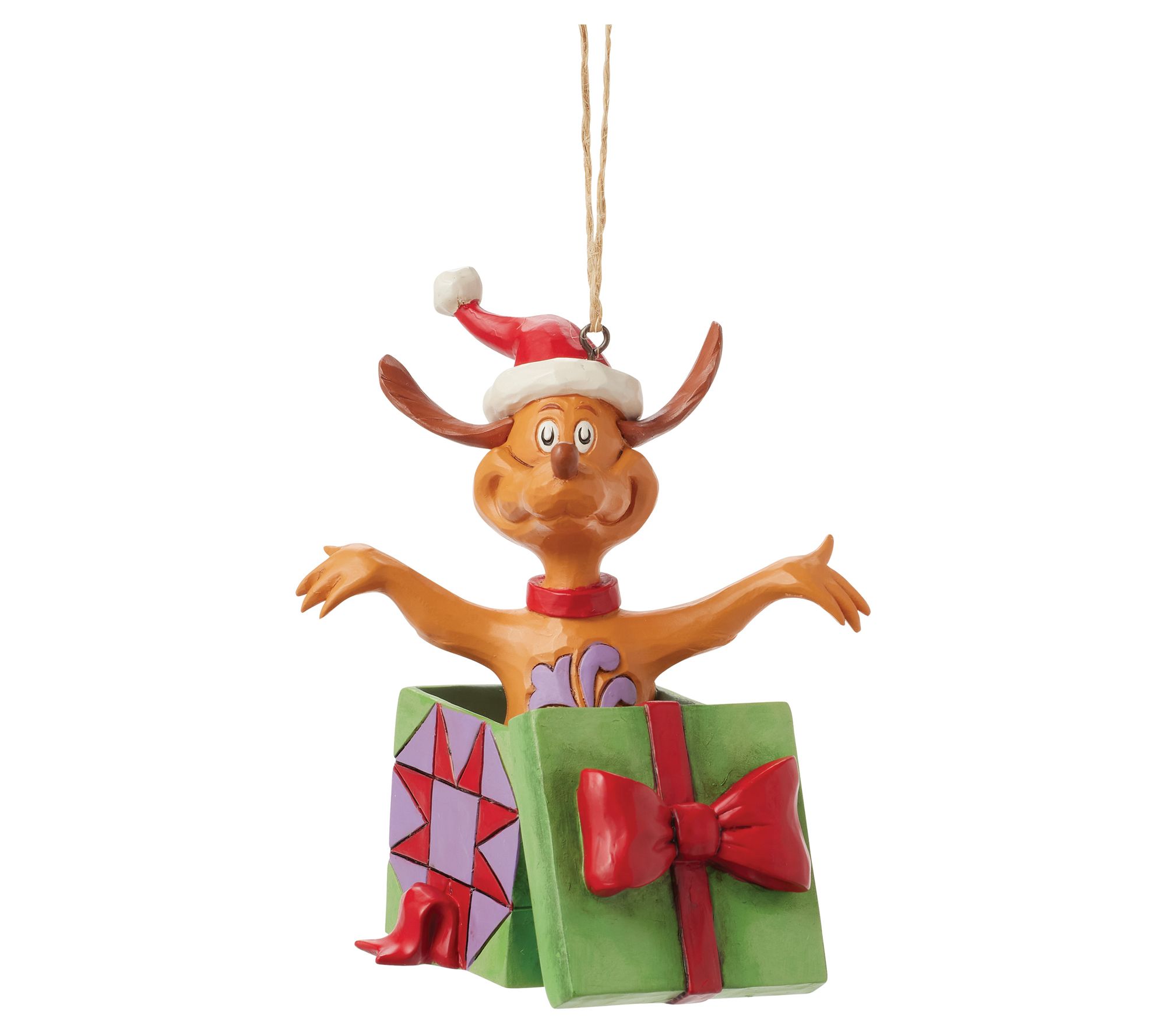 Jim Shore Grinch Max in Present Christmas Ornament 4.1in H