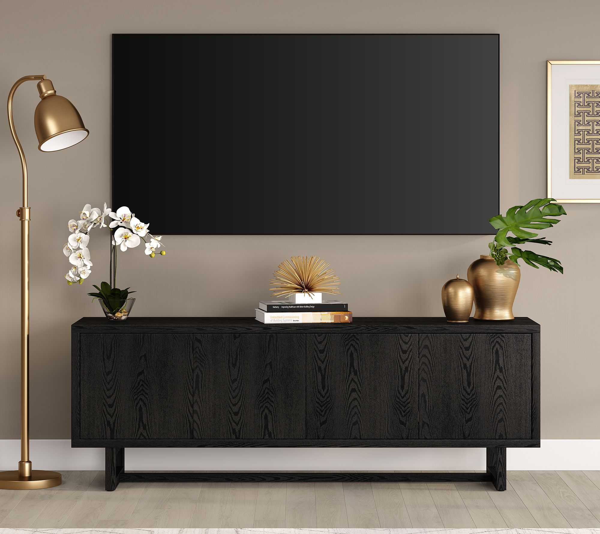 Hudson&Canal Cutler Rectangular TV Stand for TV's up to 75"