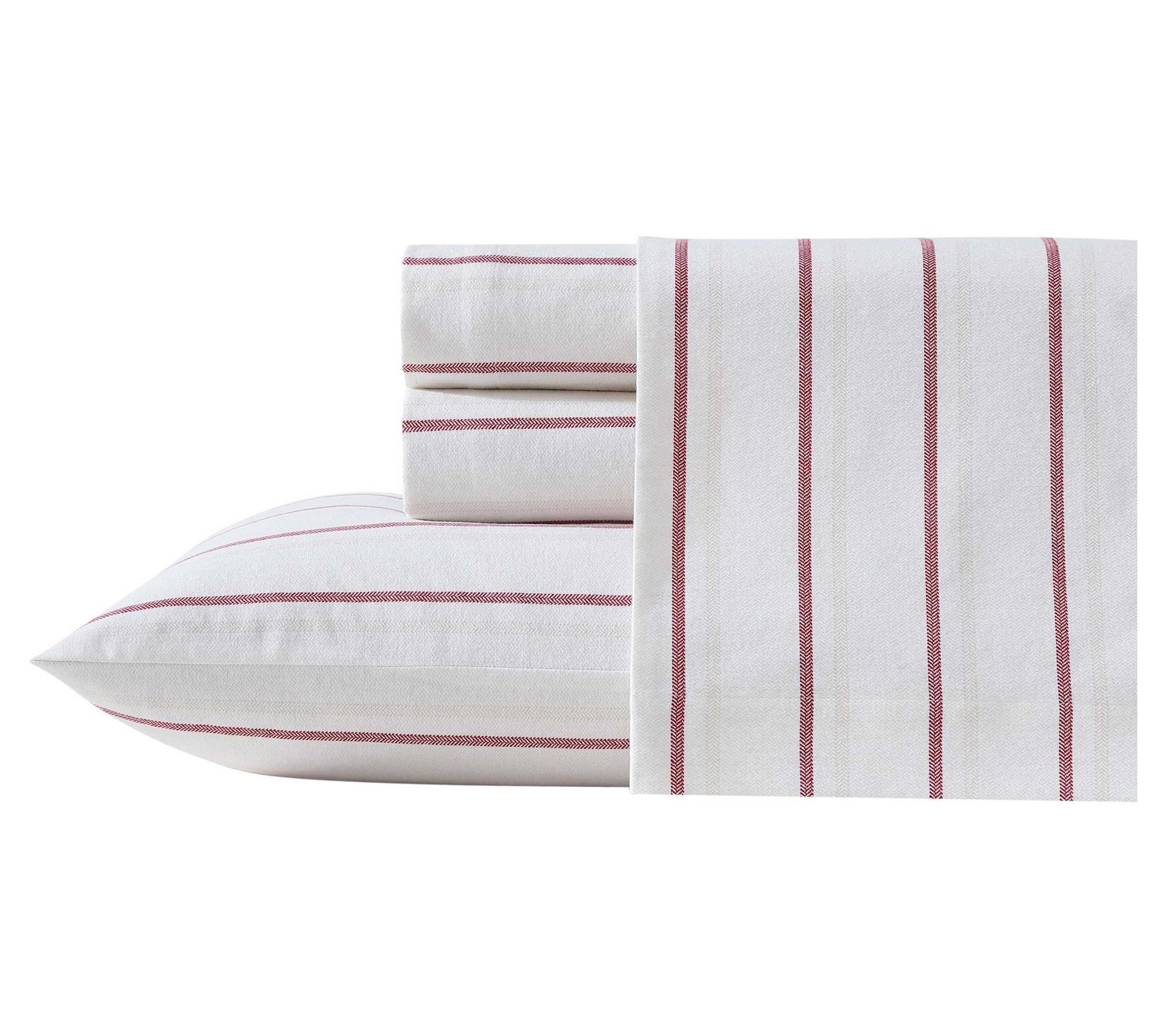 Eddie Bauer Cooper Falls Red Cotton Flannel Twin Sheet Set