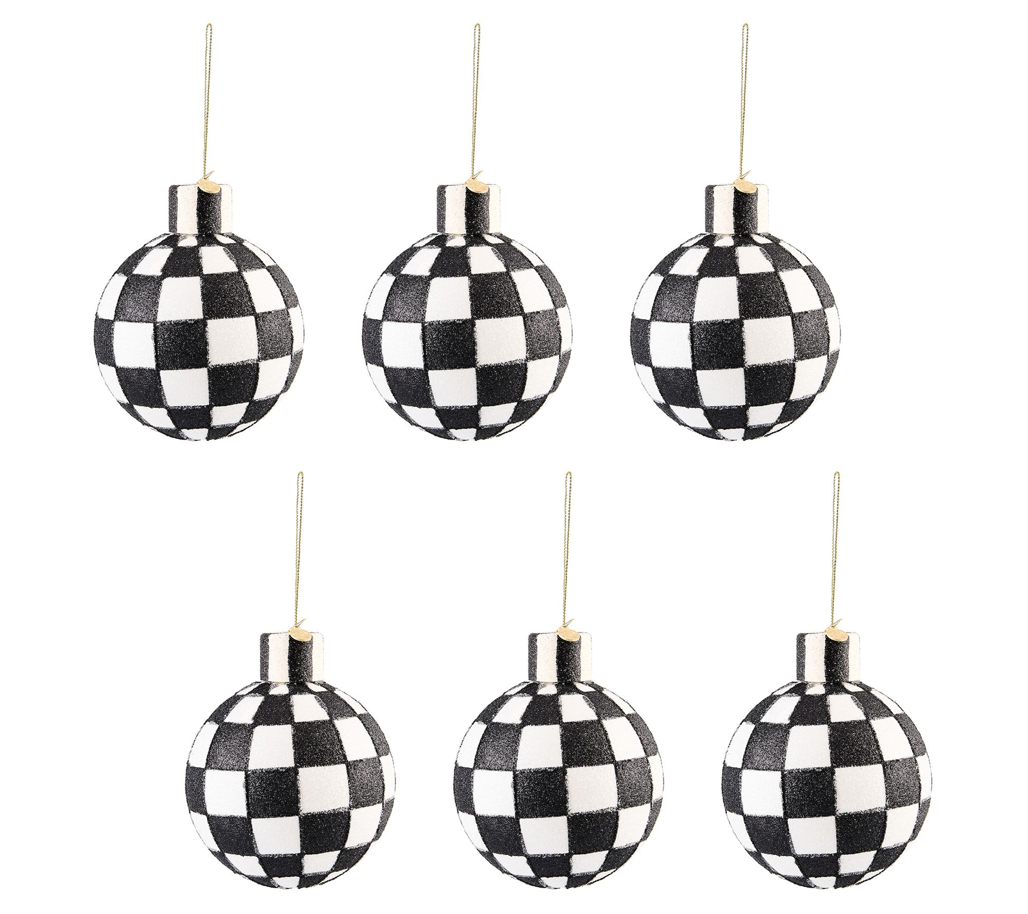 As Is MacKenzie-Childs Set of 6 Glass Check Ornaments