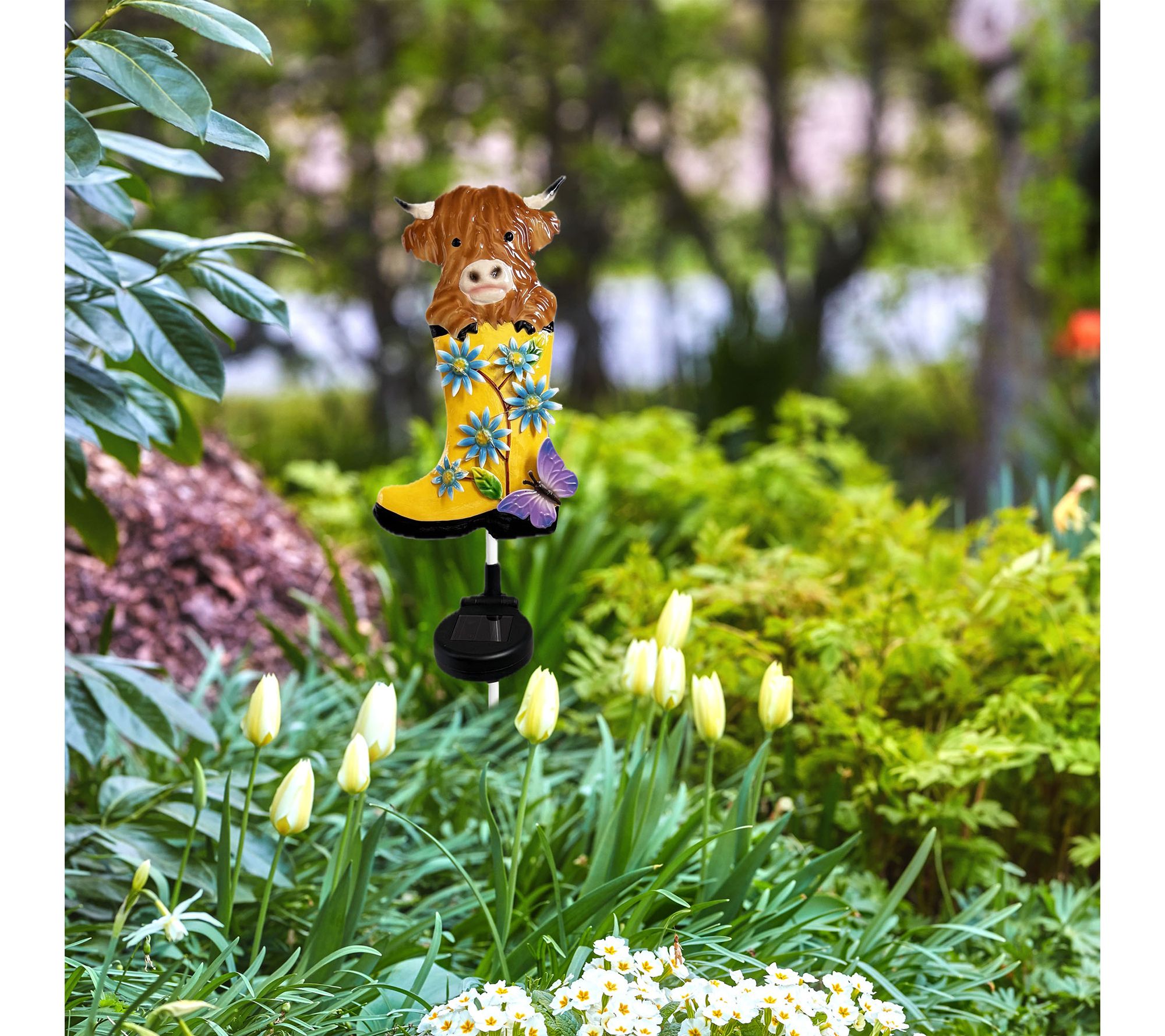 Santa's Workshop Inc 33" Solar Iron Cow & BootStake