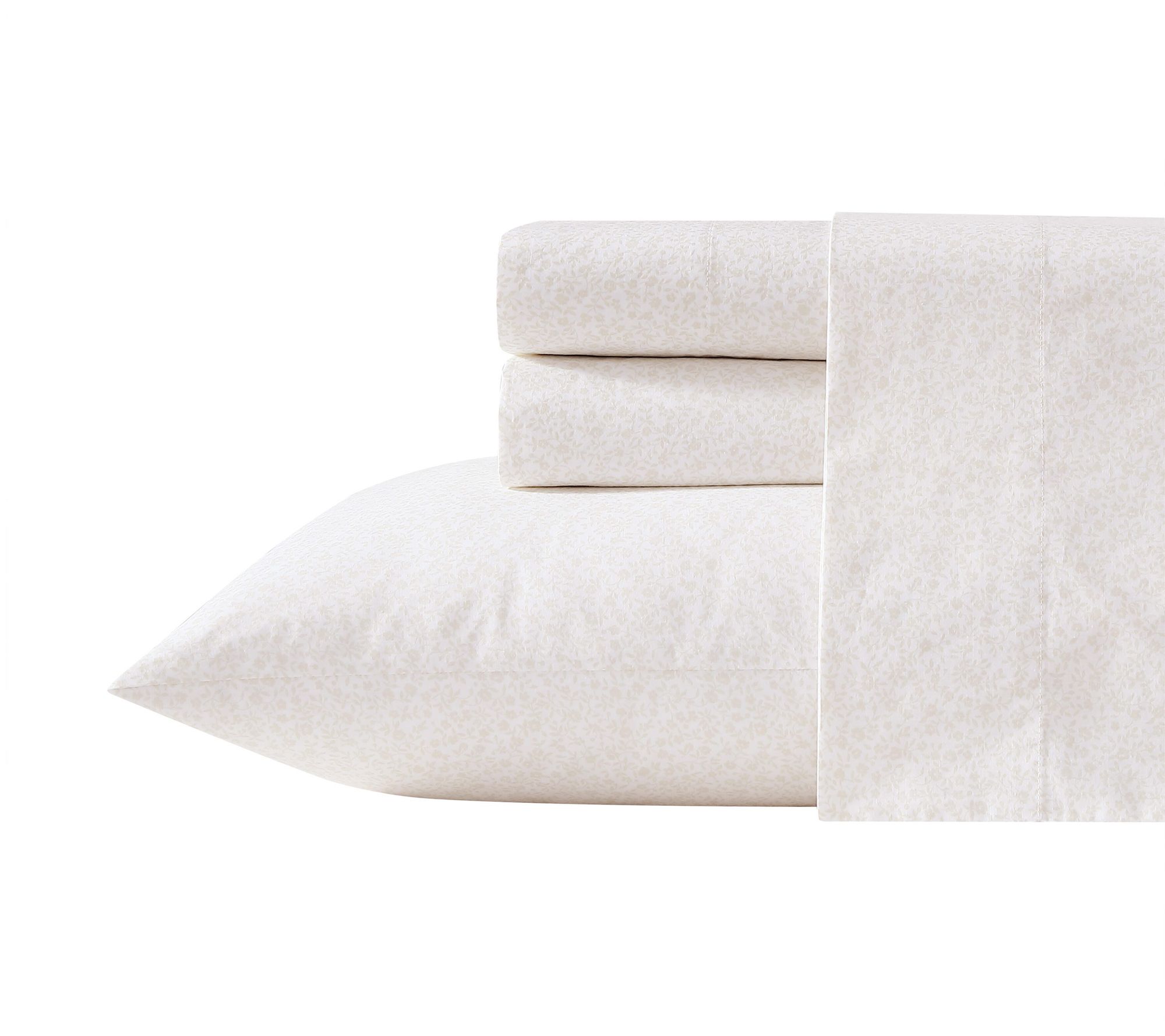 Laura Ashley Chelsie Vine Beige Cotton TwinXL Sheet Set