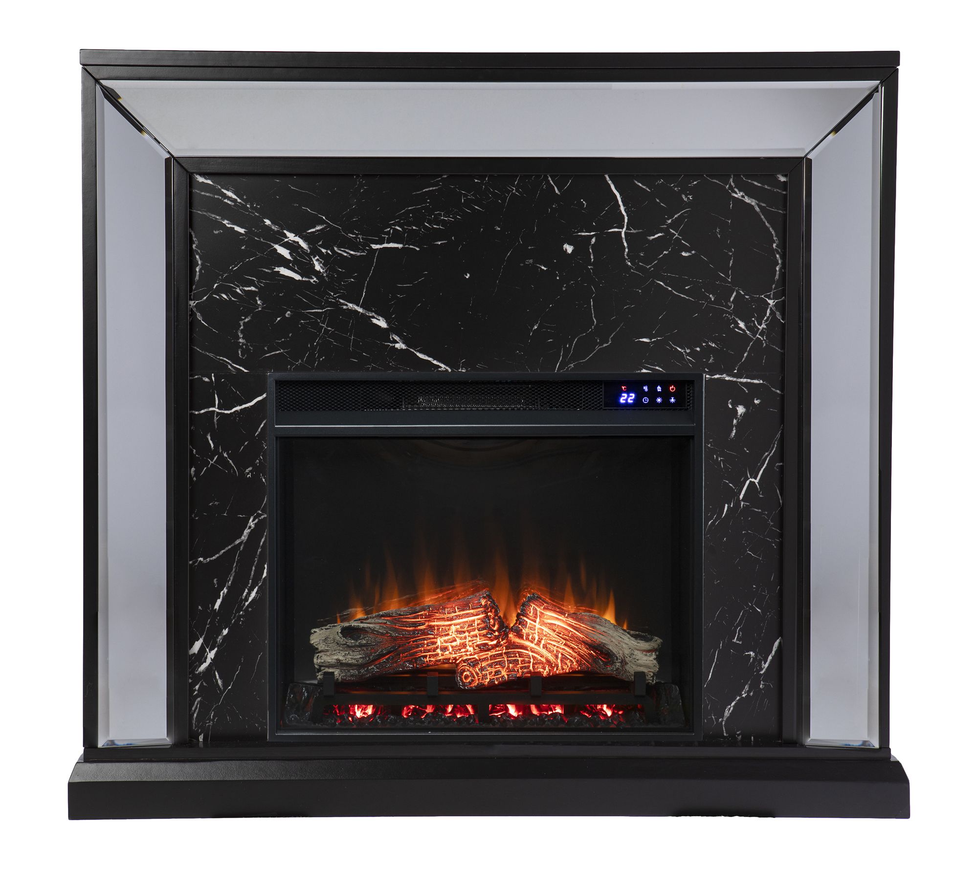 SEI Trandling Mirrored Touch Screen Fireplace with Faux Marble