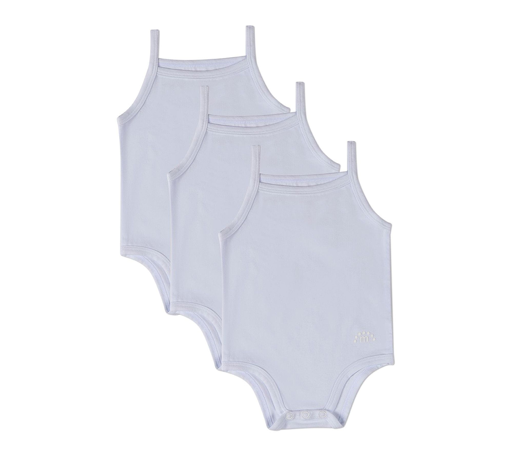 MiniMoi 3 Pack Baby Cotton Modal Tag-Free WhiteBodysuits