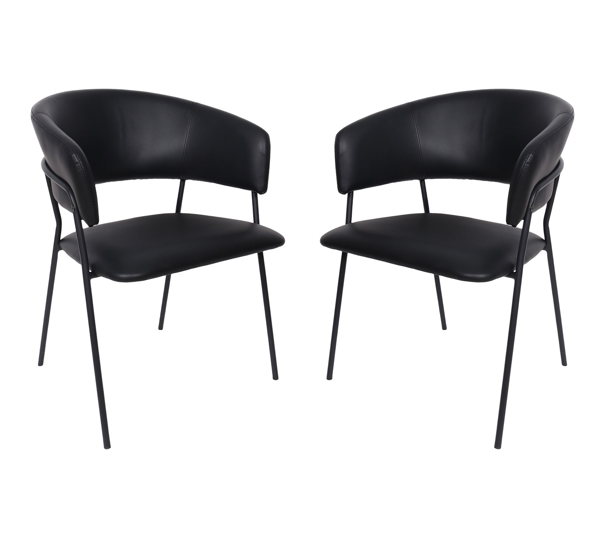 Manhattan Comfort Slate Metal Vegan Leather Armchair- Set of 2