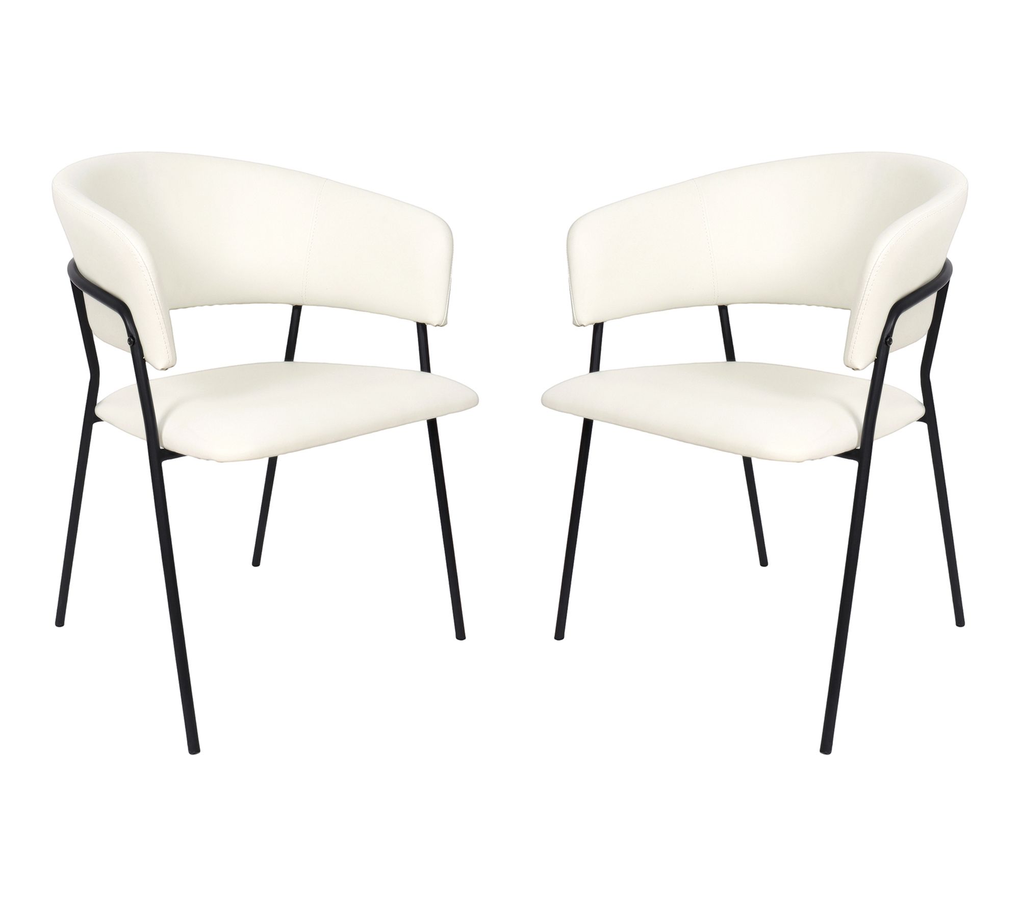 Manhattan Comfort Slate Metal Vegan Leather Armchair- Set of 2