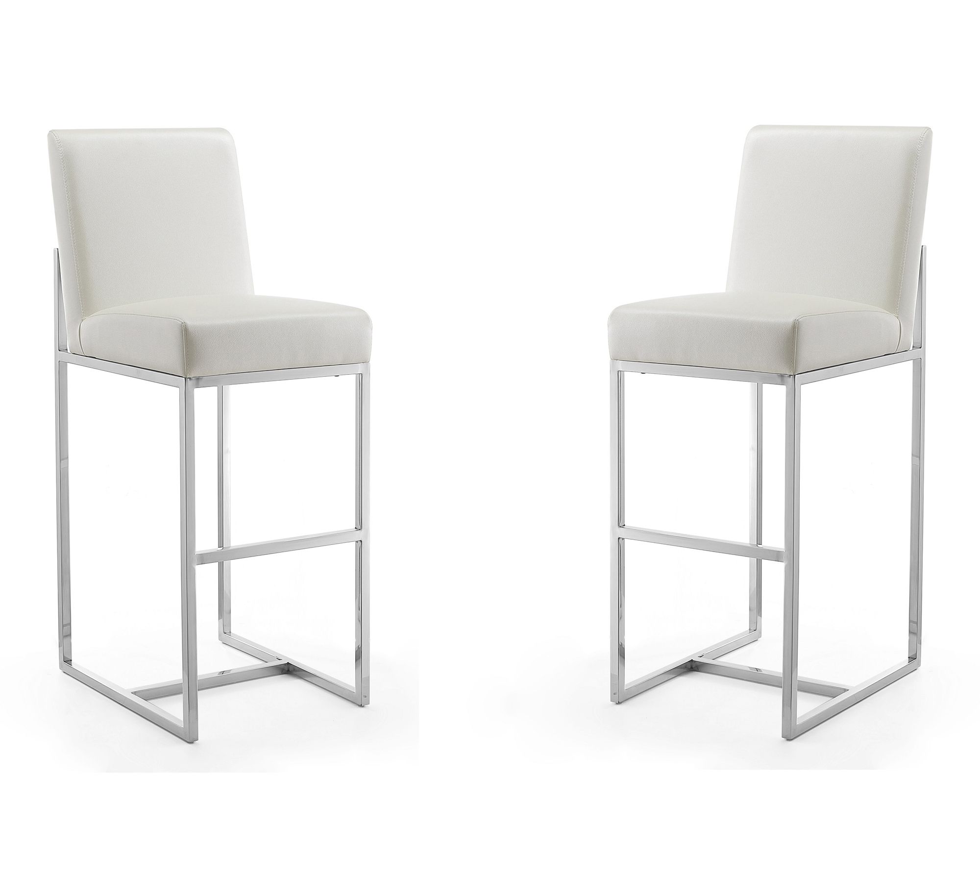 Manhattan Comfort Element Metal Upholstered Barstool- Set of 2