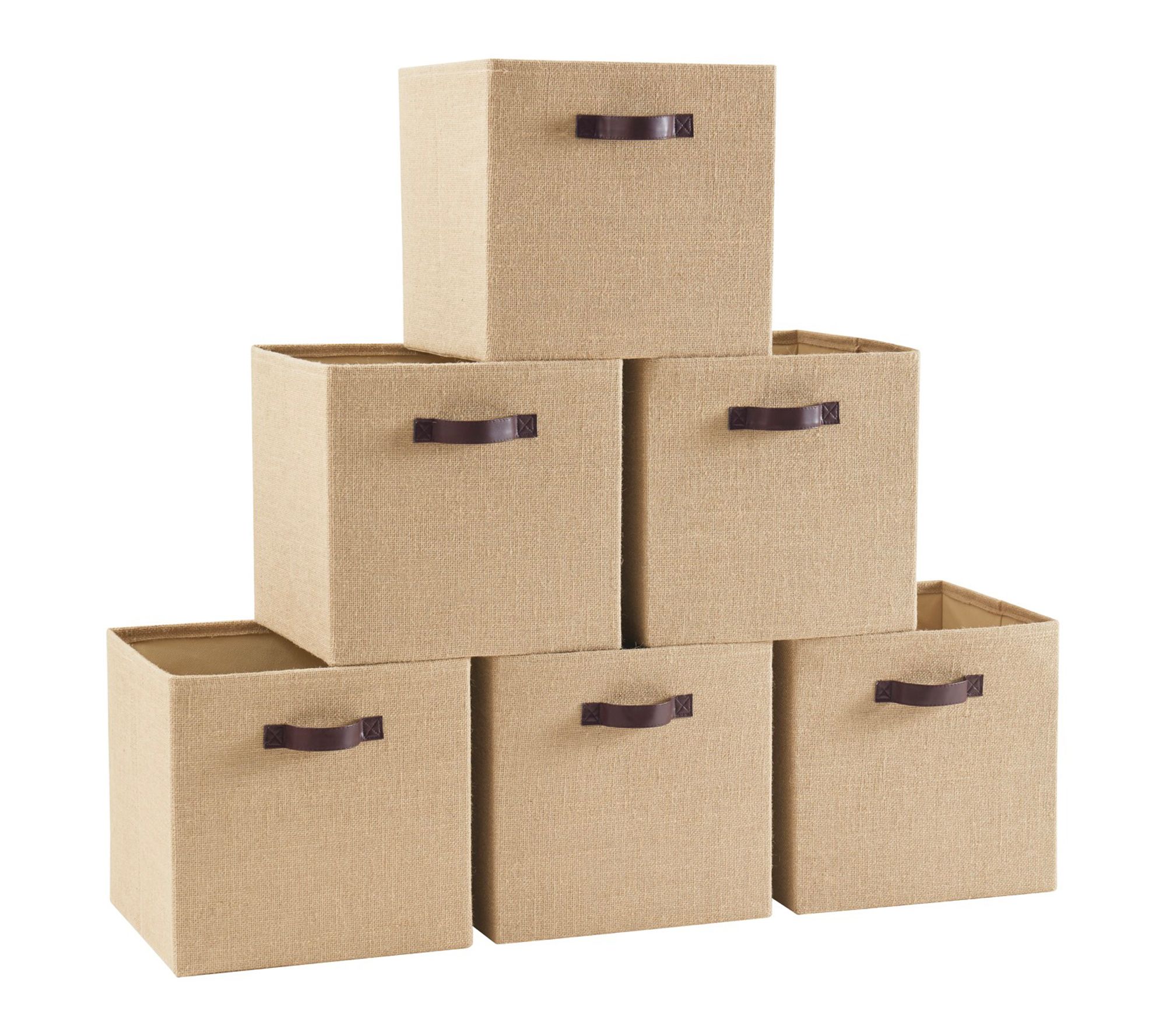 Ornavo Home 6 Pack 10.5in Jute Storage Cube Bins Shelf Baskets