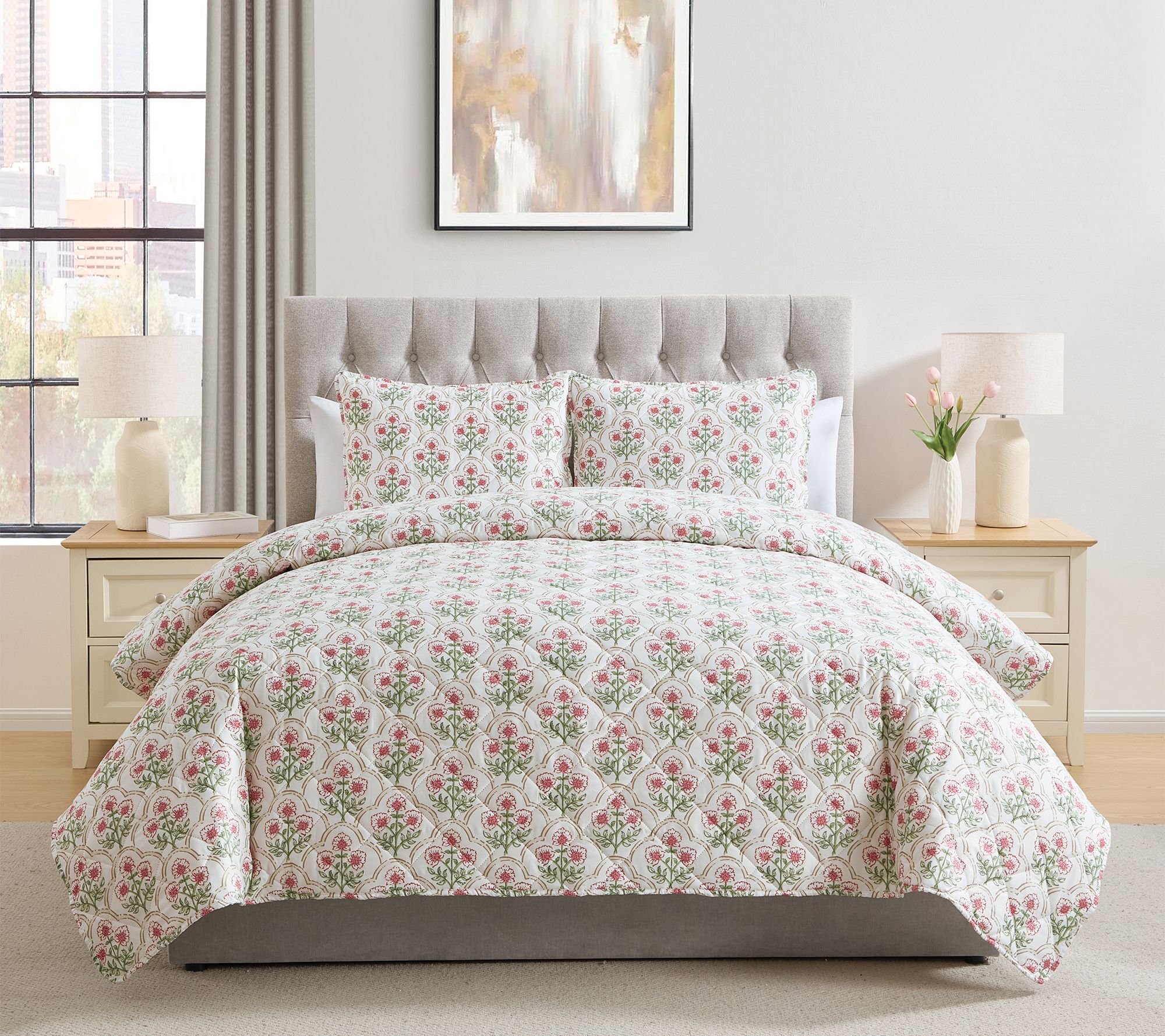 VCNY Home Ellia 3-Piece Pinsonic Quilt Set, King