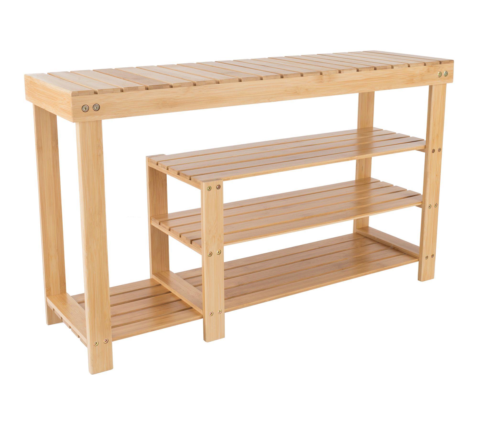Lavish Home Shoe Storage Bench 3-Tier Bamboo Shoe Organization