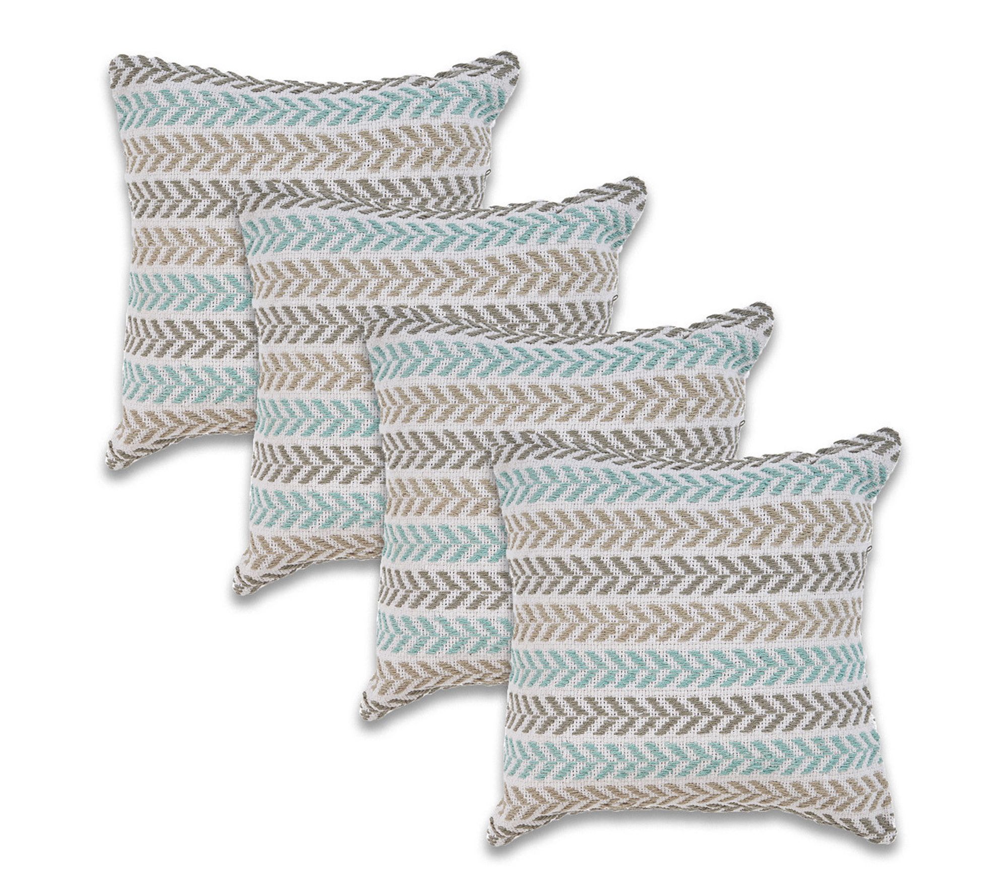 HomeRoots Set of 4 Blue Beach Chevron Pillows