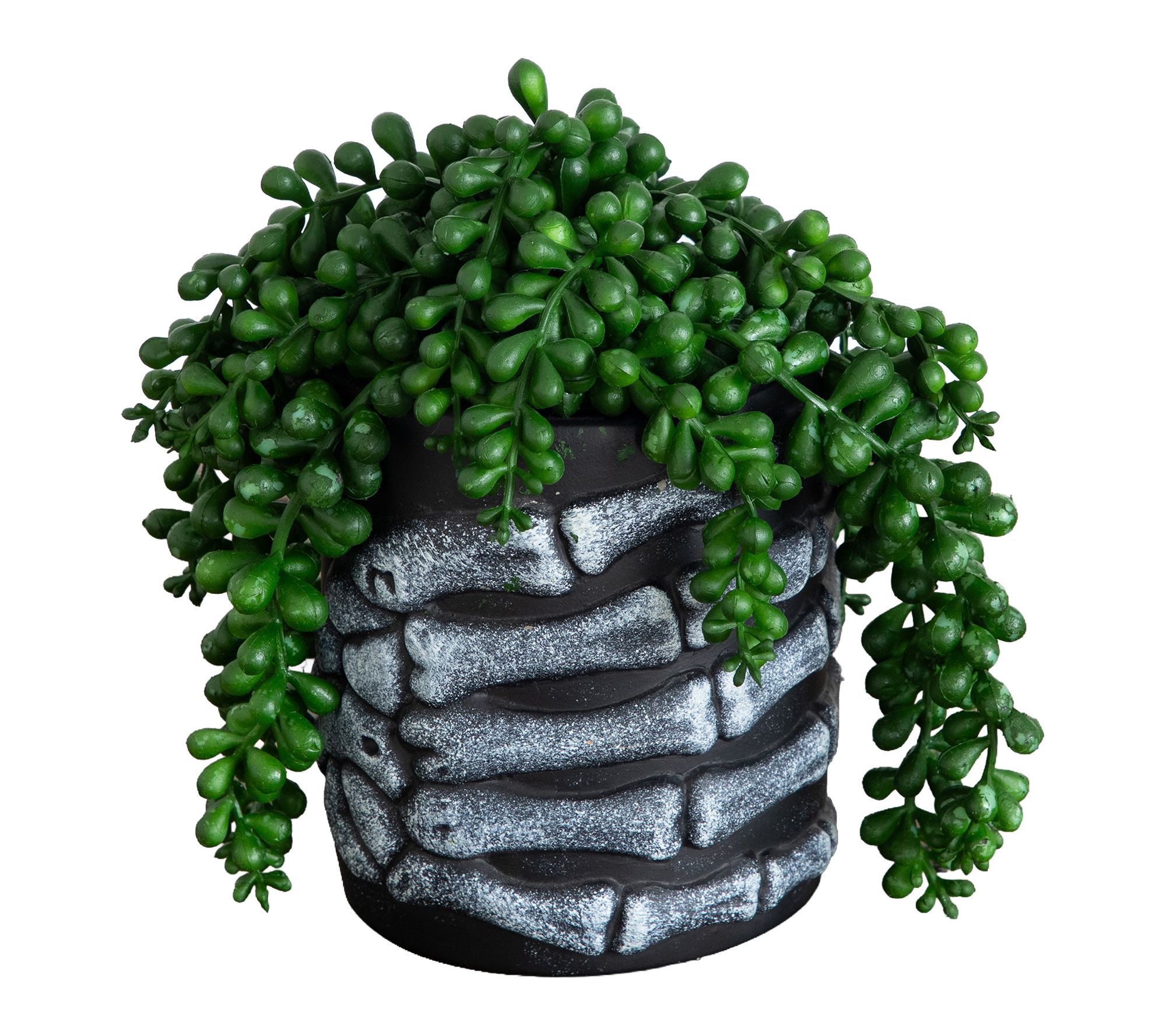 7-in String of Faux Pearls in Skeleton Planter by Nearly Natural
