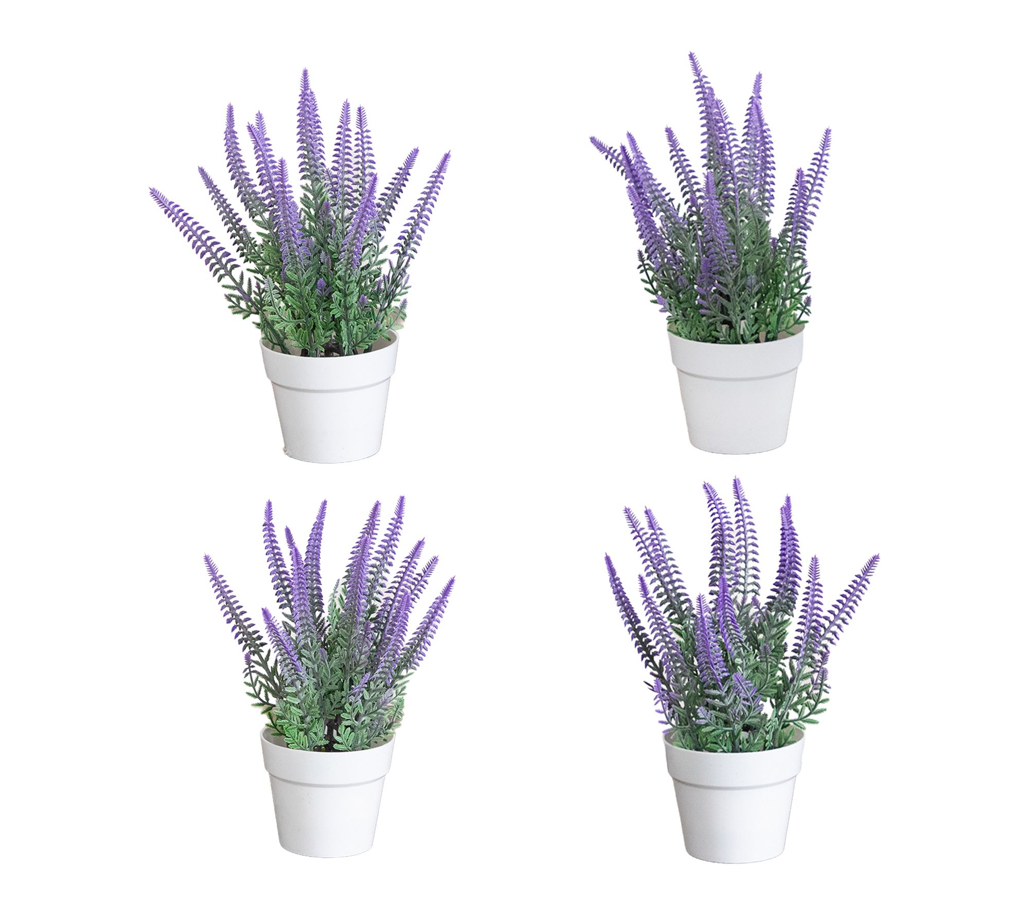 Artificial Lavender in White Pot  - Set of 4 by Nearly Natural