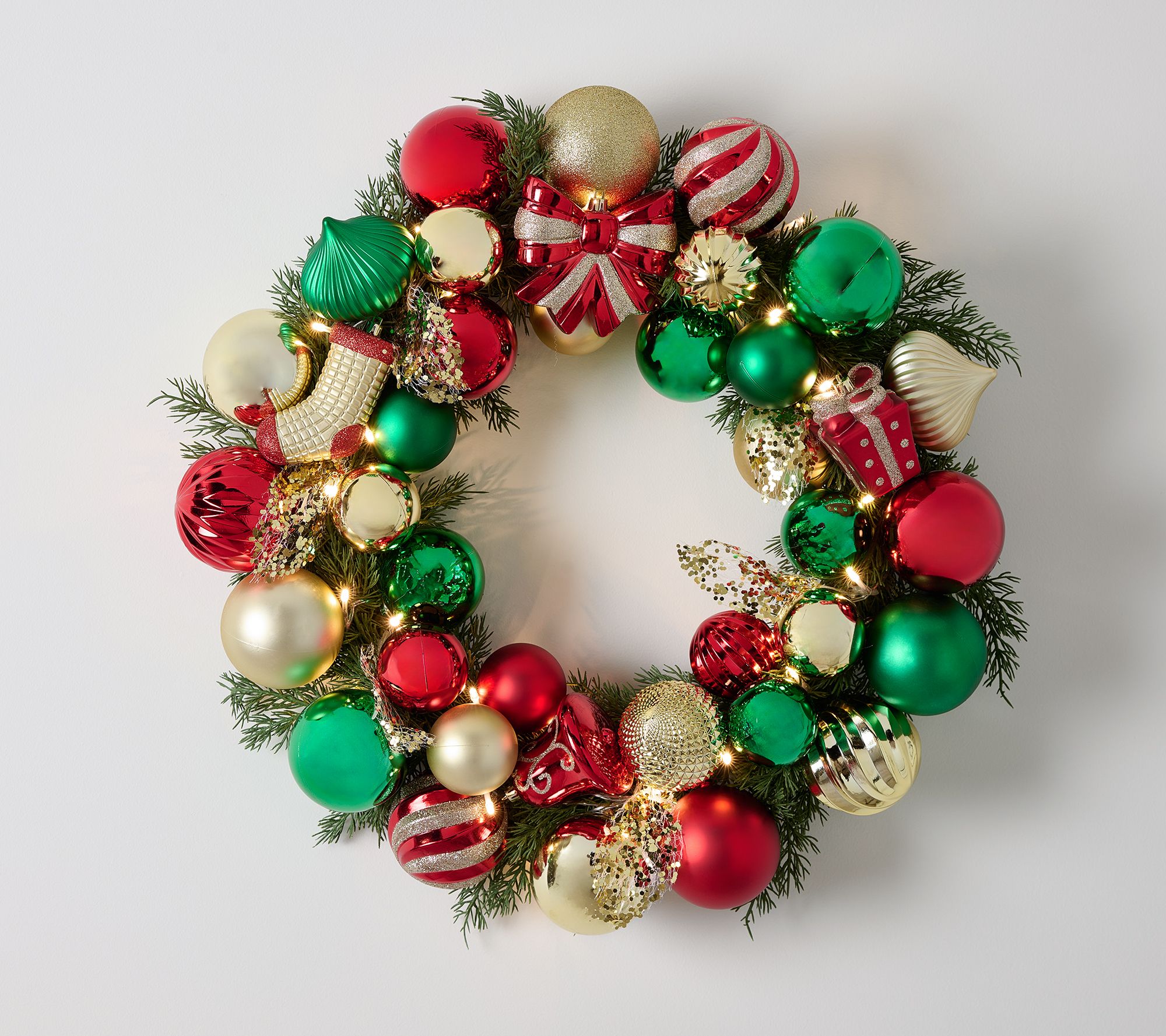 "As Is " Kringle Express 22" LED Shatterproof Ornament Wreath