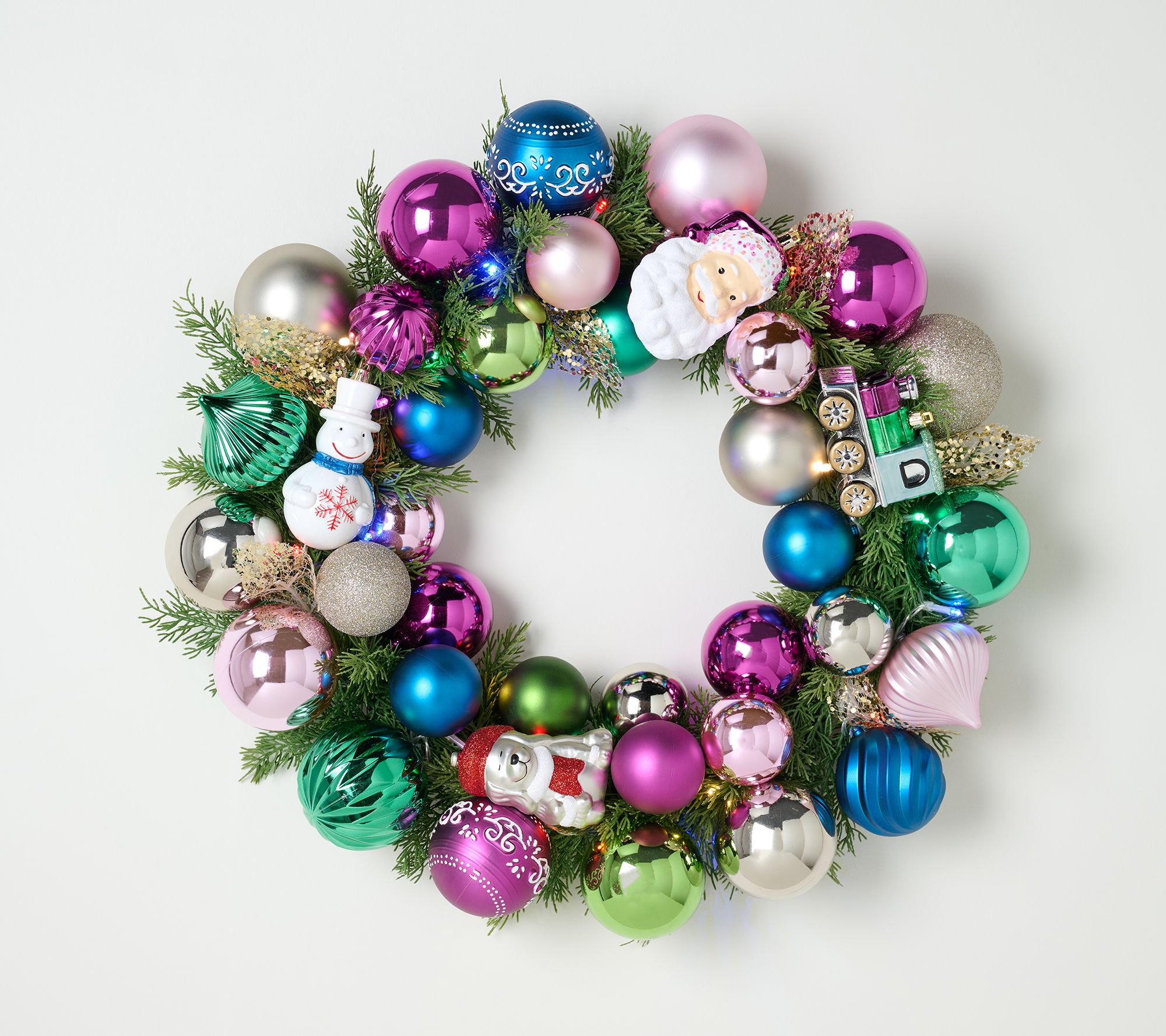 "As Is " Kringle Express 22" LED Shatterproof Ornament Wreath