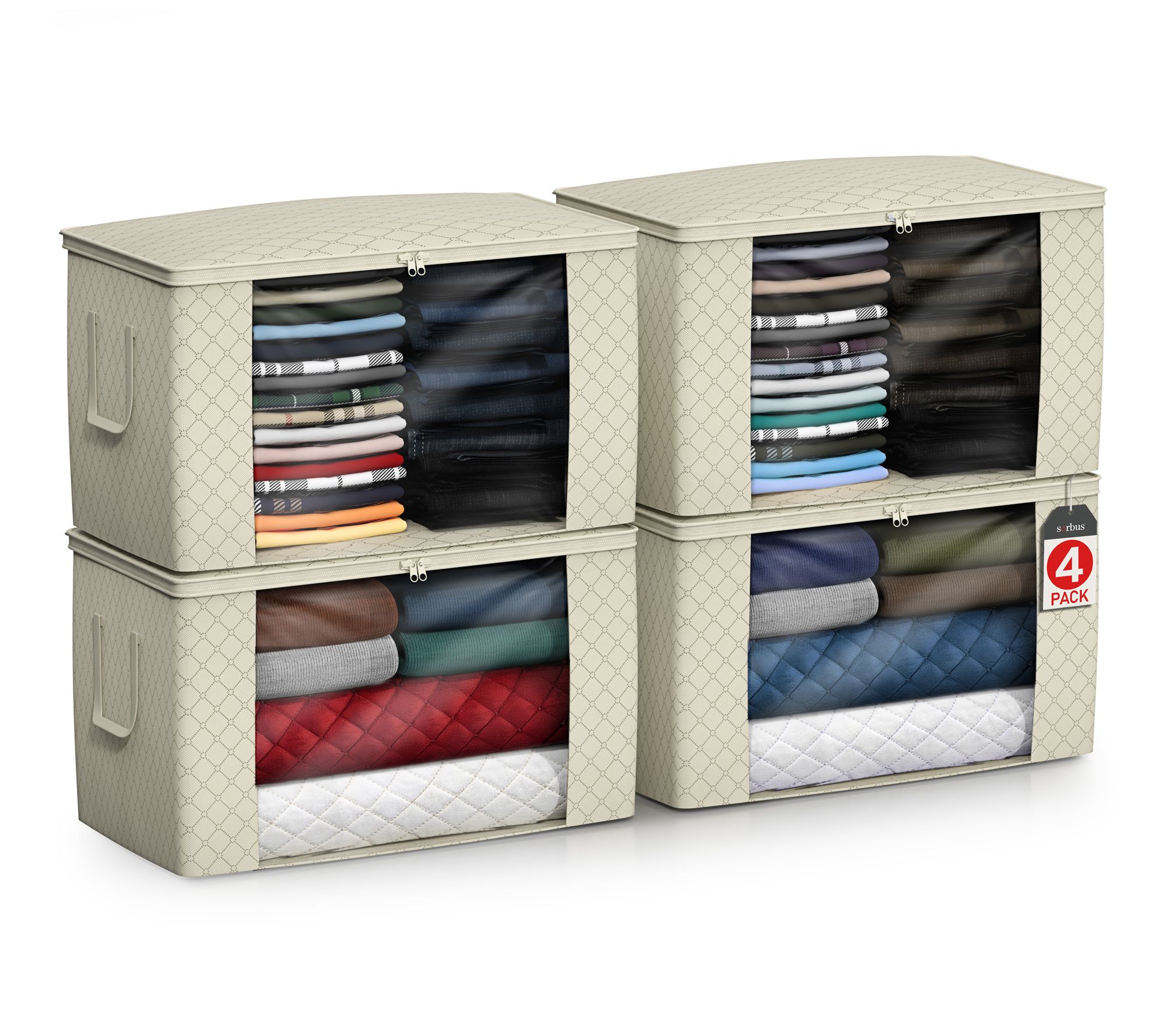 Sorbus Foldable Storage Bag Organizers, Large 4Pack