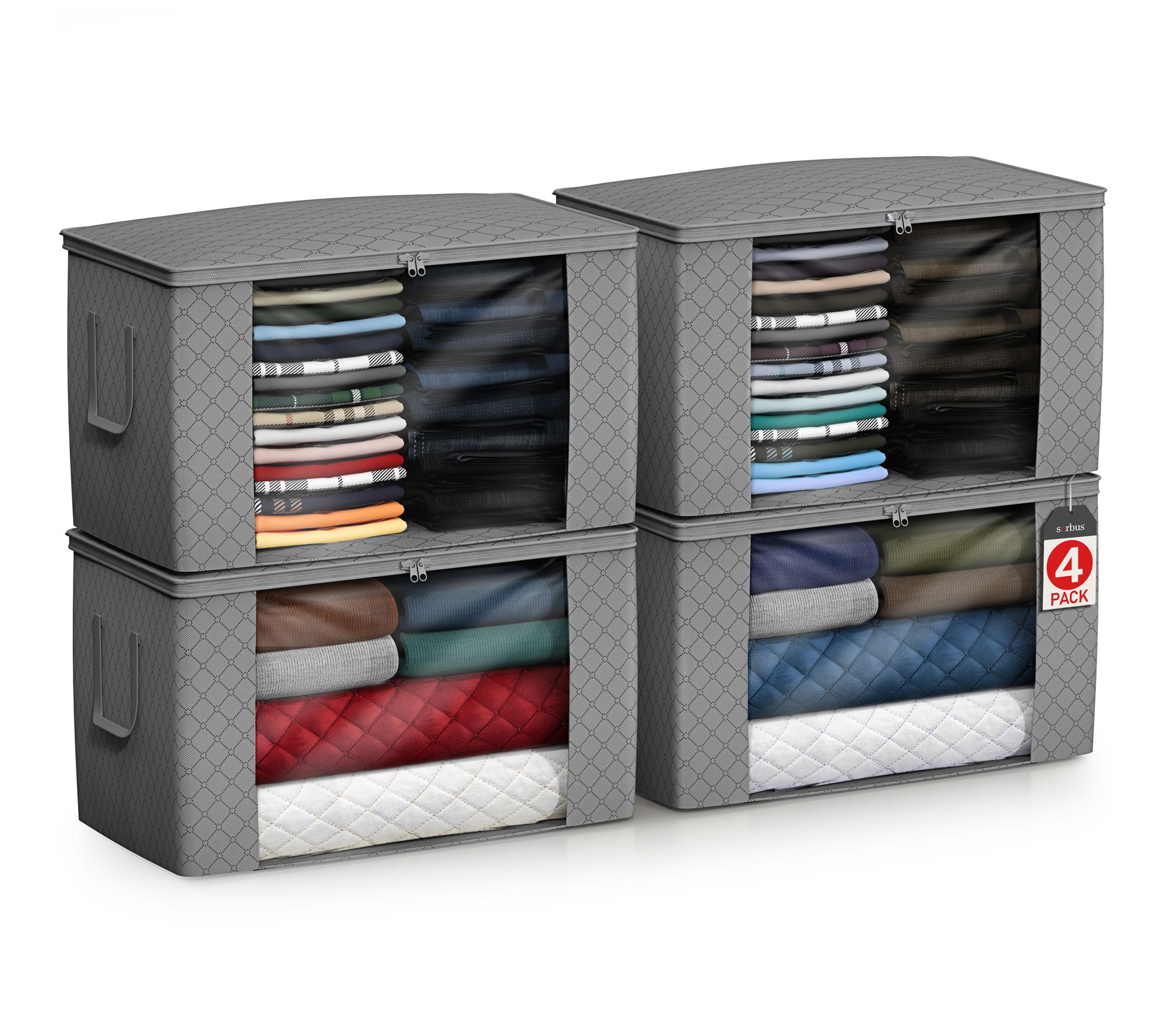 Sorbus Foldable Storage Bag Organizers, Large 4Pack