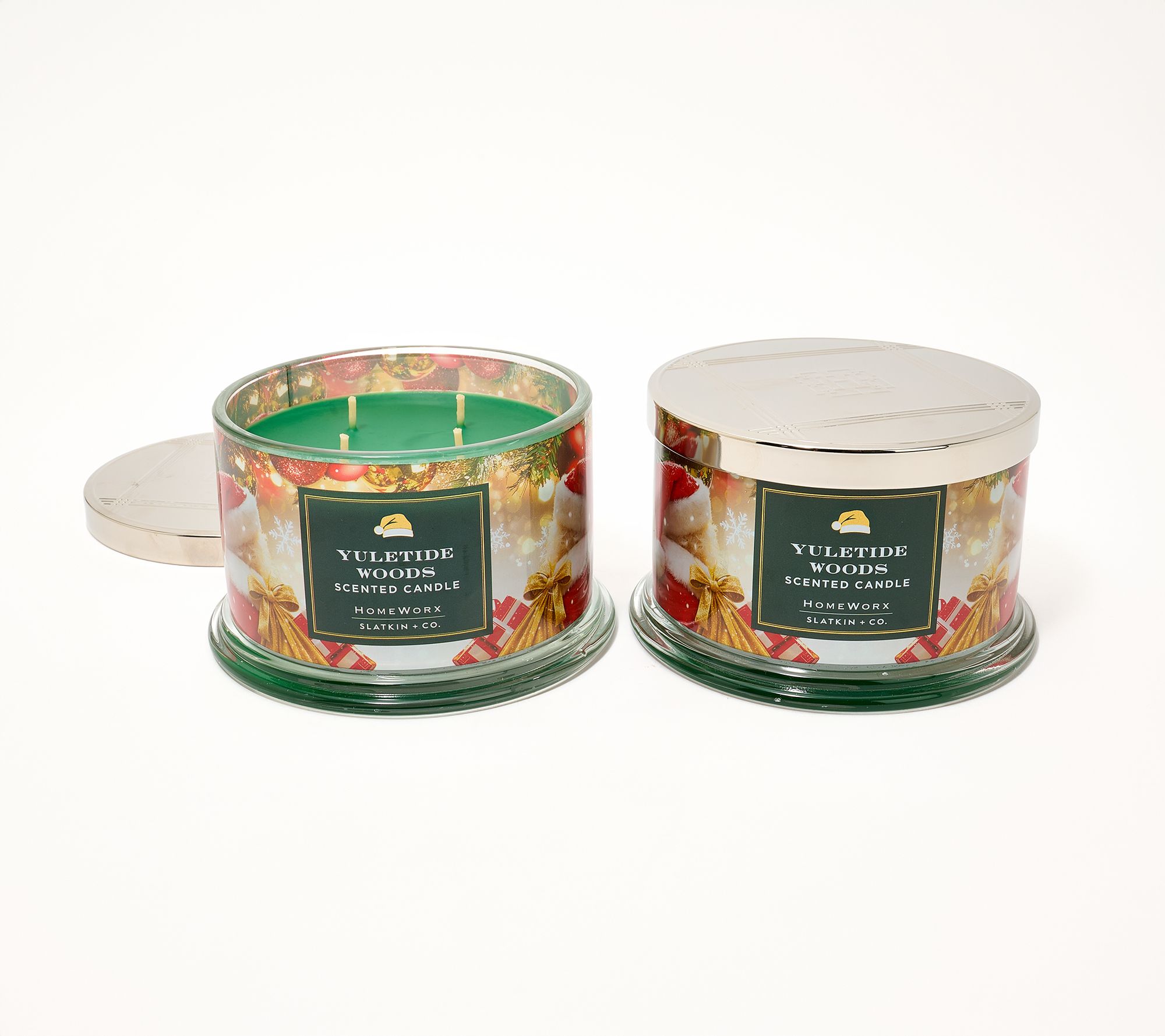 HomeWorx by Slatkin + Co. S/2 18oz Yuletide Woods Candles