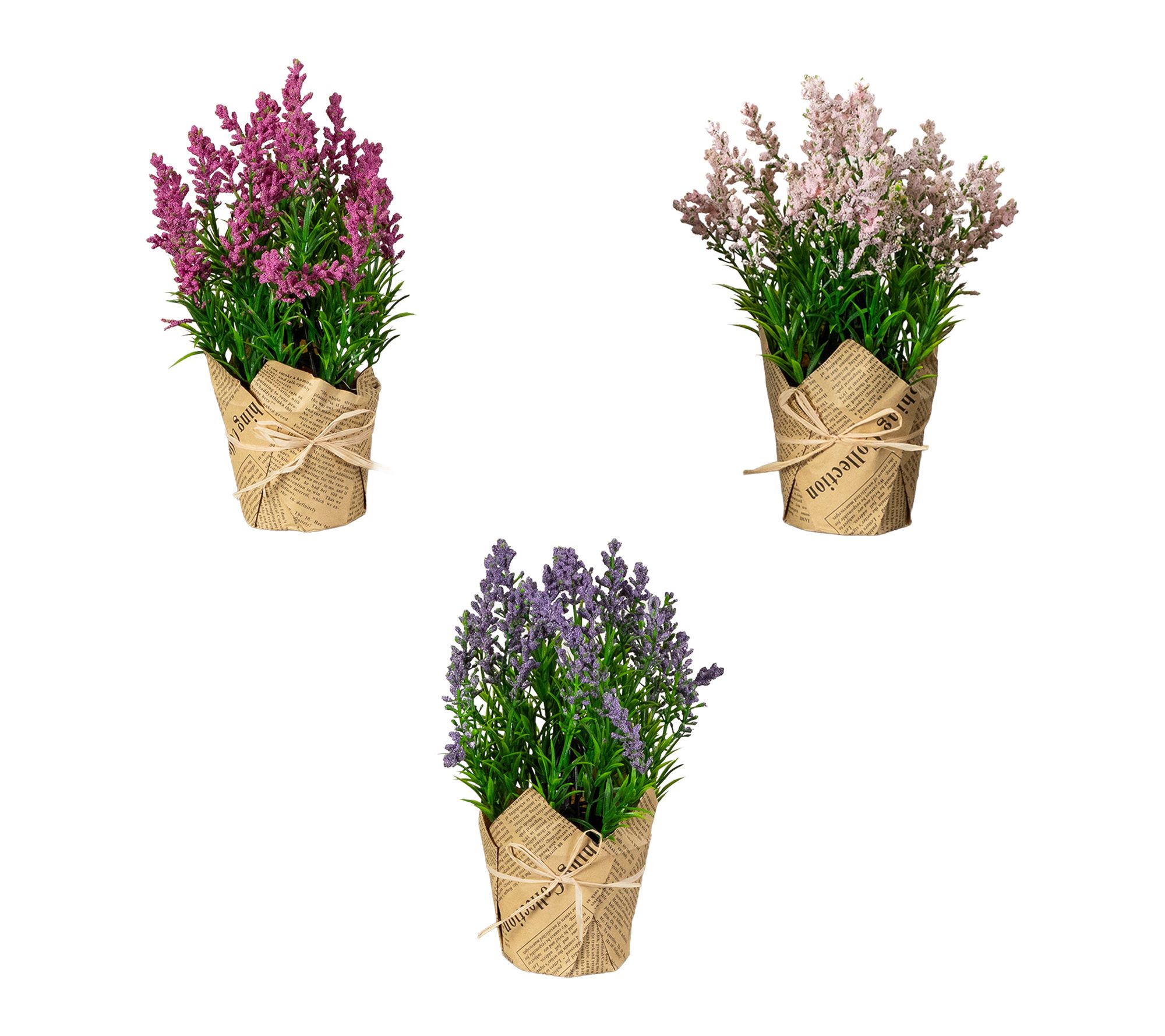 10-in Mixed Lavender in Pot - Set of 3 by Nearly Natural