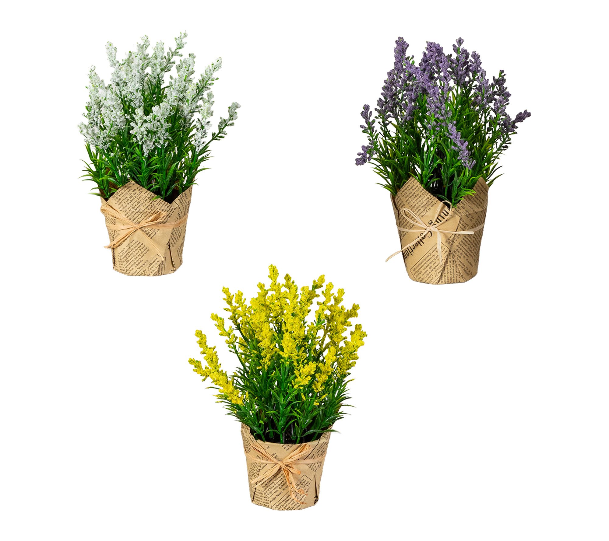 10-in Mixed Lavender in Pot - Set of 3 by Nearly Natural