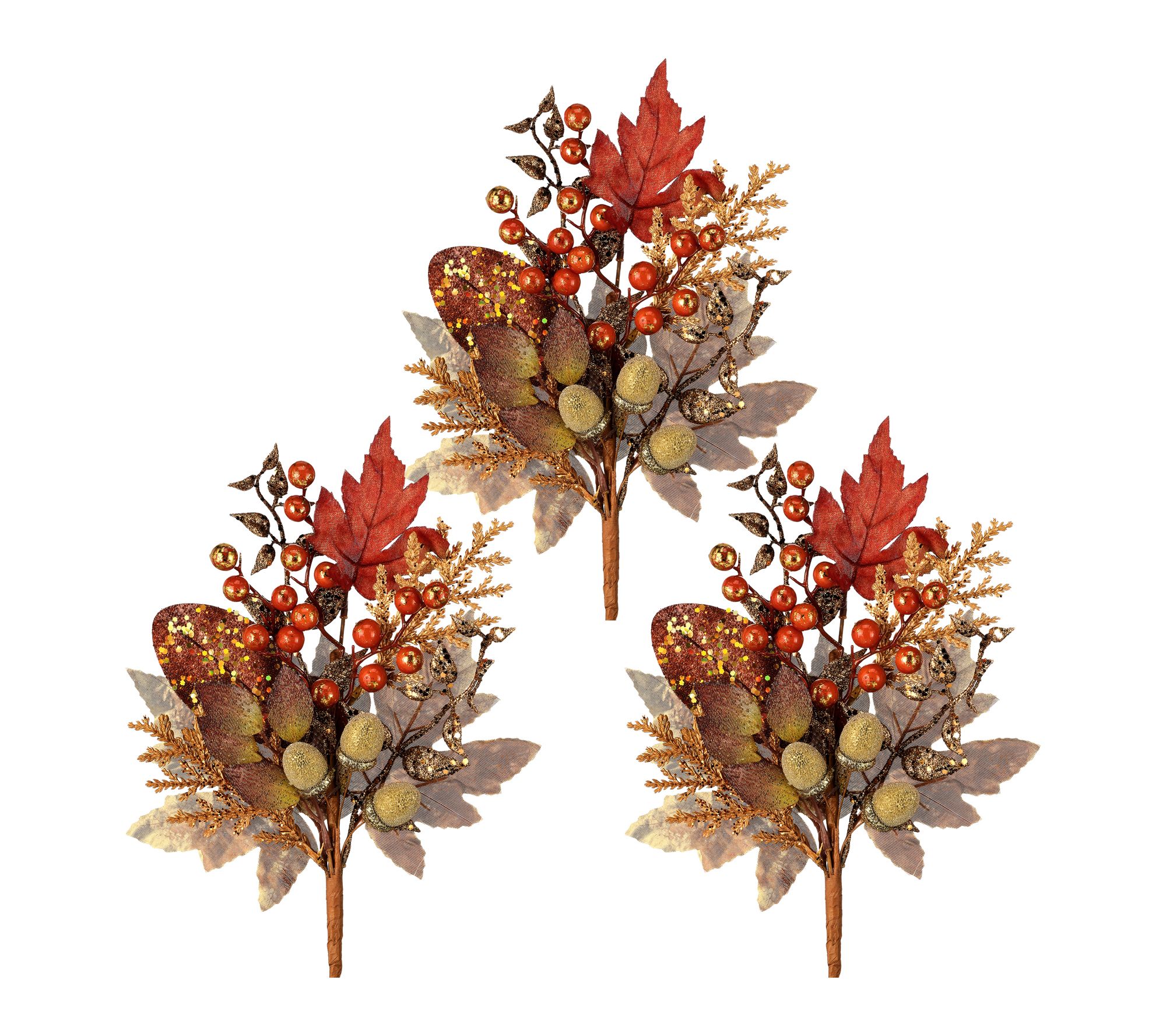 16" Berry Glitter Autumn Pick Set of 3 by Valerie
