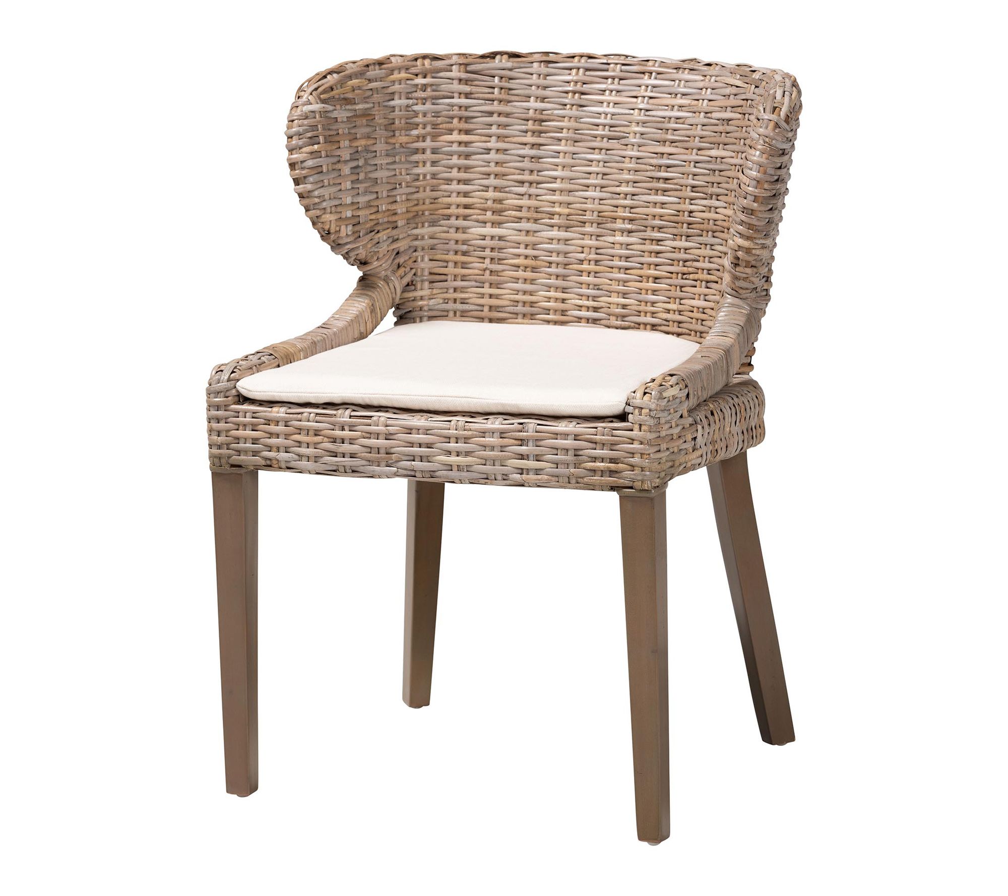 bali & pari Niesha Grey Kubu Rattan and Wood Dining Chair