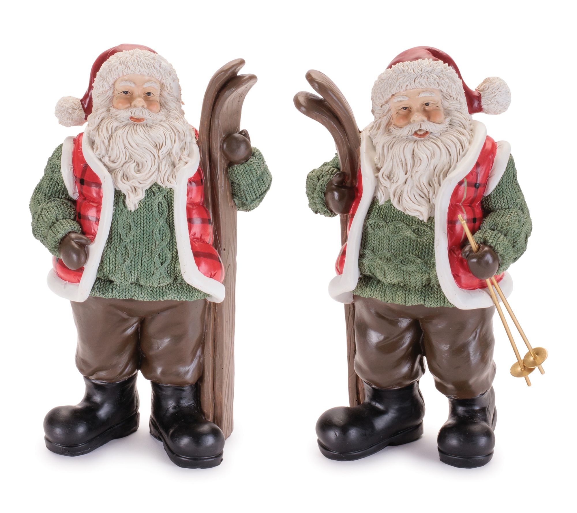 Melrose Santa Claus Figurines with Skis (Set of 2)
