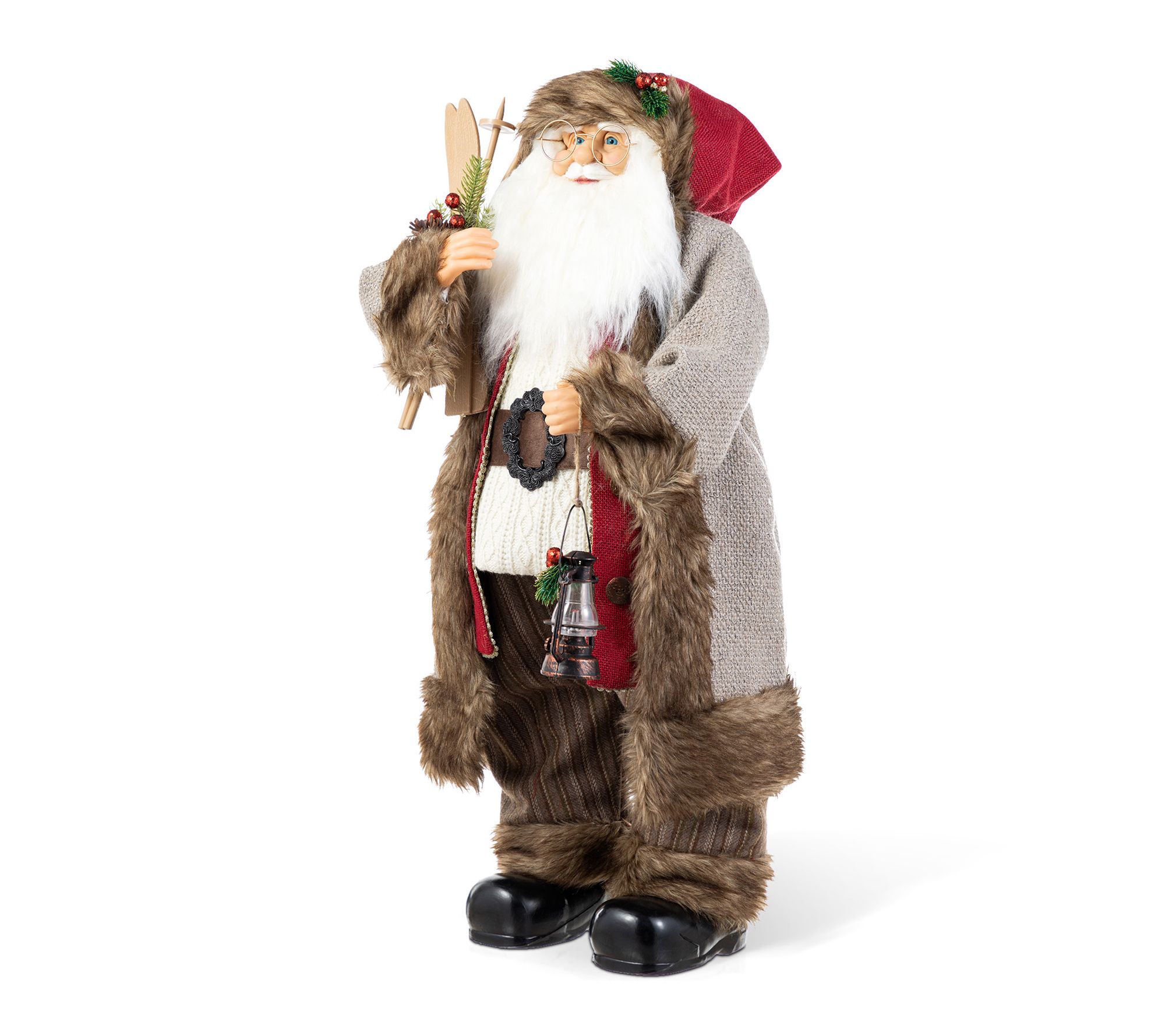 Glitzhome 32"H Oversized Christmas Woodland Santa Figurine