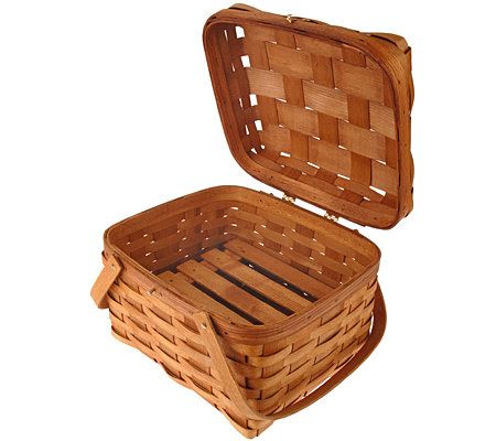 Pie Basket  Peterboro Two-Pie Basket with Solid Lid and Tray