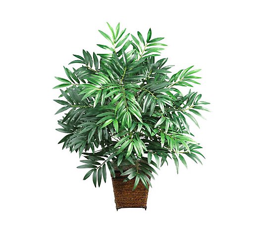 Bamboo Palm Plant with Basket by Nearly Natural