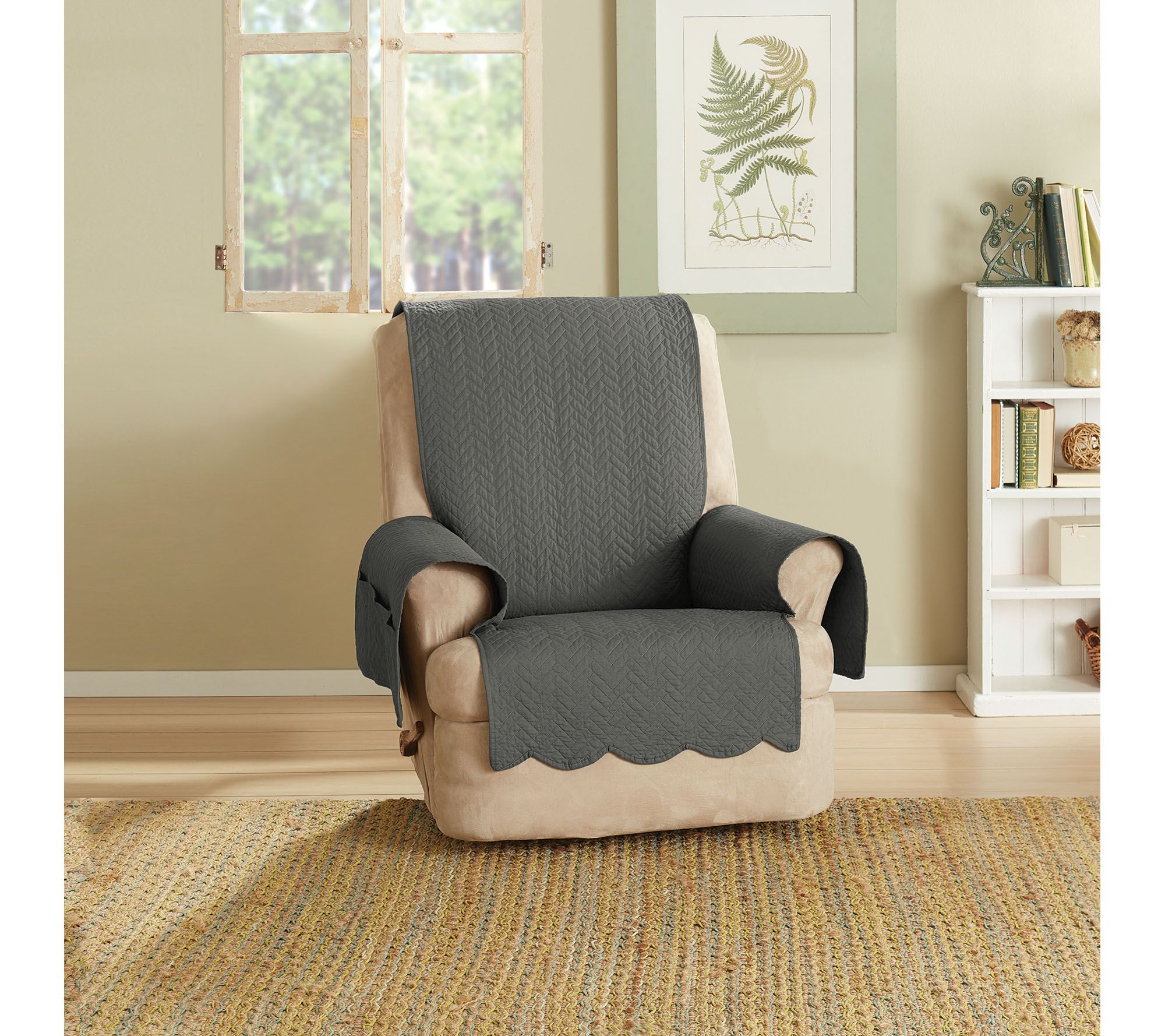 Sure Fit 100 Cotton Recliner Furniture Cover Chevron Stitch