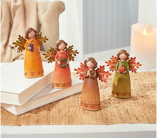 Set of 4 Mini Harvest Angel Figurines by Valerie