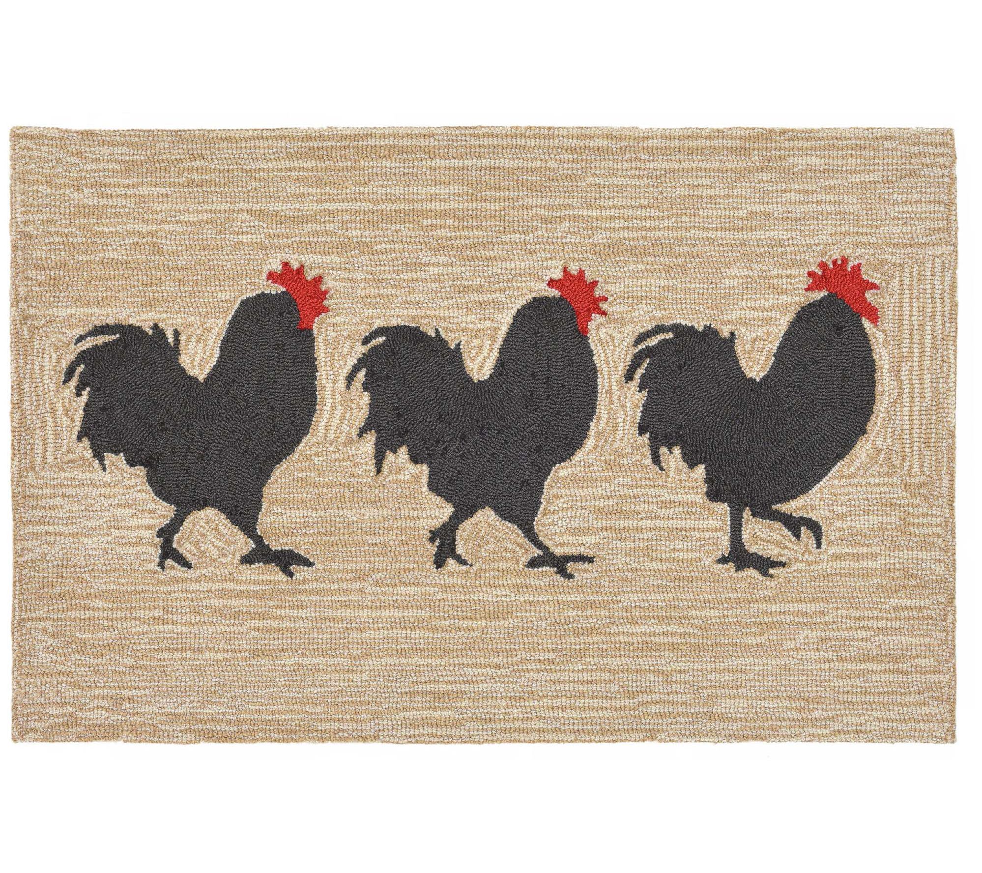 Liora Manne Frontporch Roosters In-Out Rug Neutral 24" x 36"