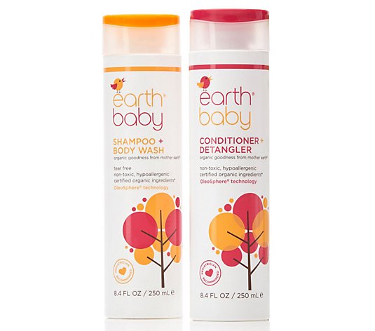 Earth Baby 2-Piece Bath Set Shampoo-Body Wash &Conditioner