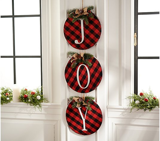 Joy Plaid Hanging Decor with Bows by Valerie by Valerie