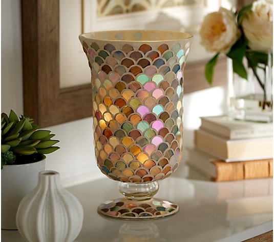 10" Illuminated Mosaic Footed Vase by Valerie