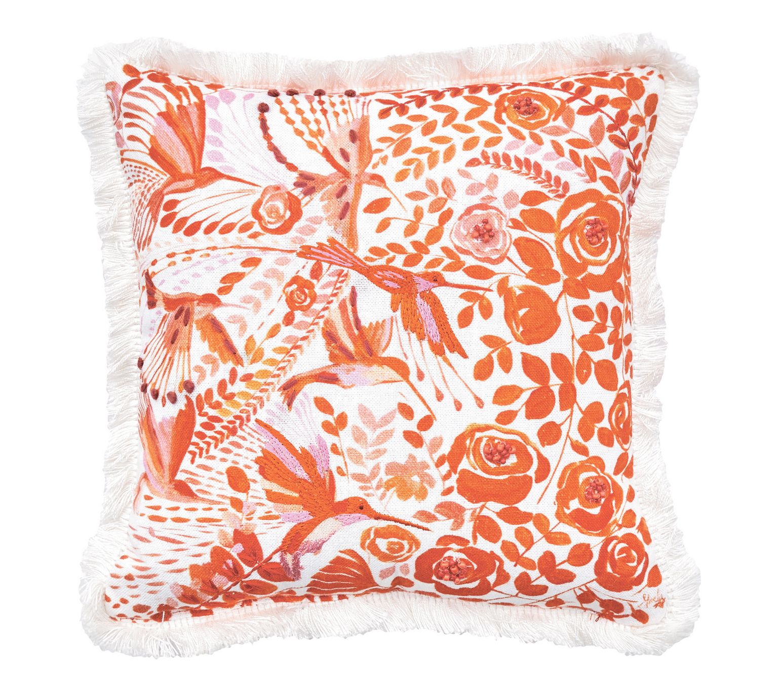carol & frank Hummingbird Floral Pillow