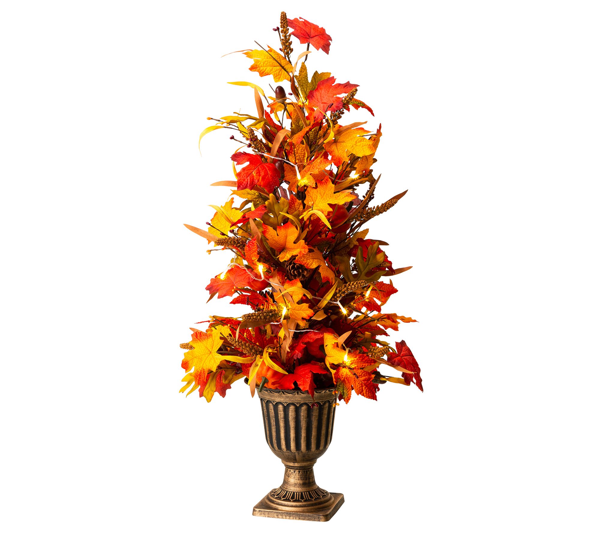 Glitzhome LED Fall Lighted Maple Leaves Urn Pot ted Porch Tree