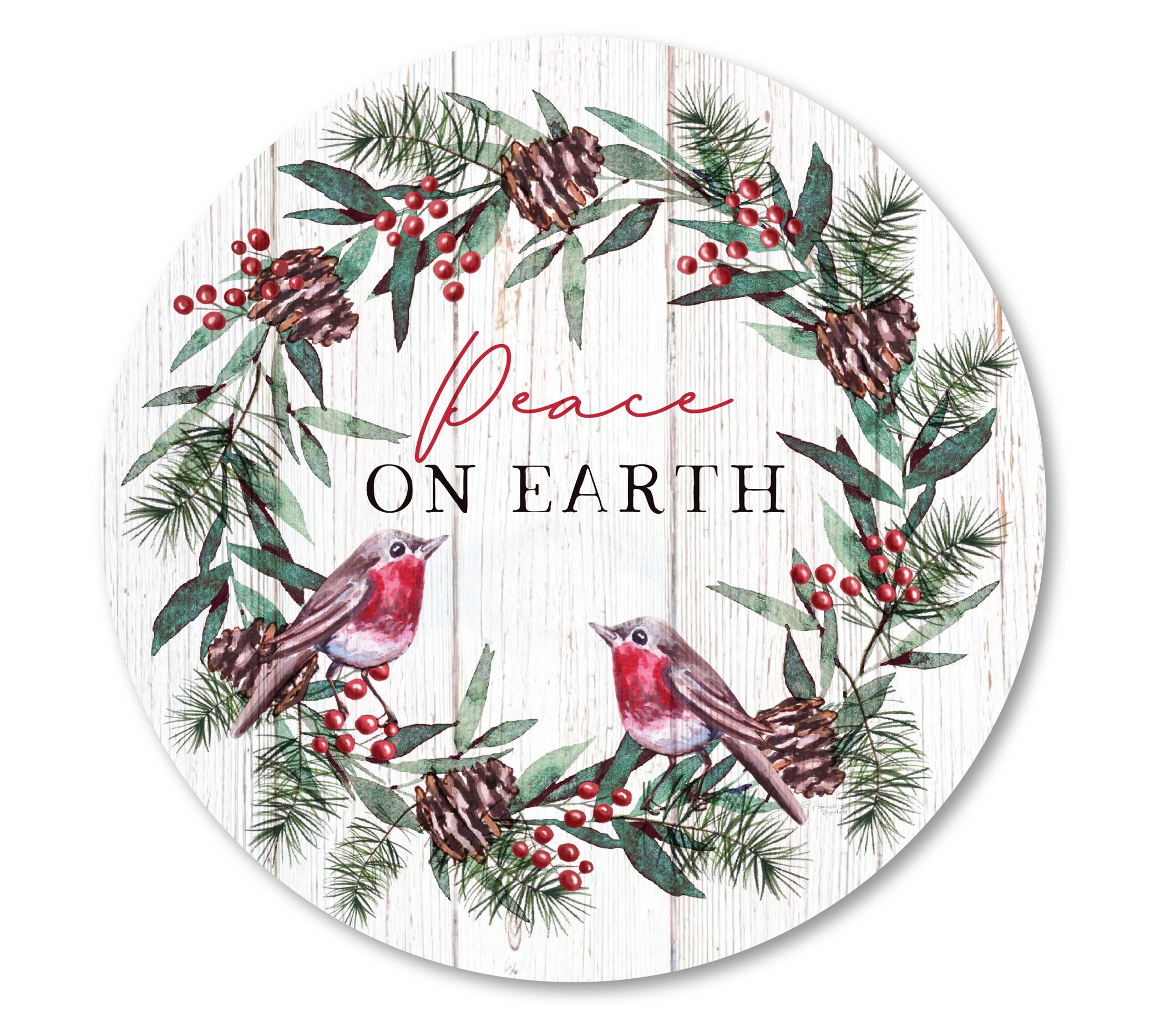 Courtside Market Peace, Earth Wreath Birds 12x12 Circular Wood