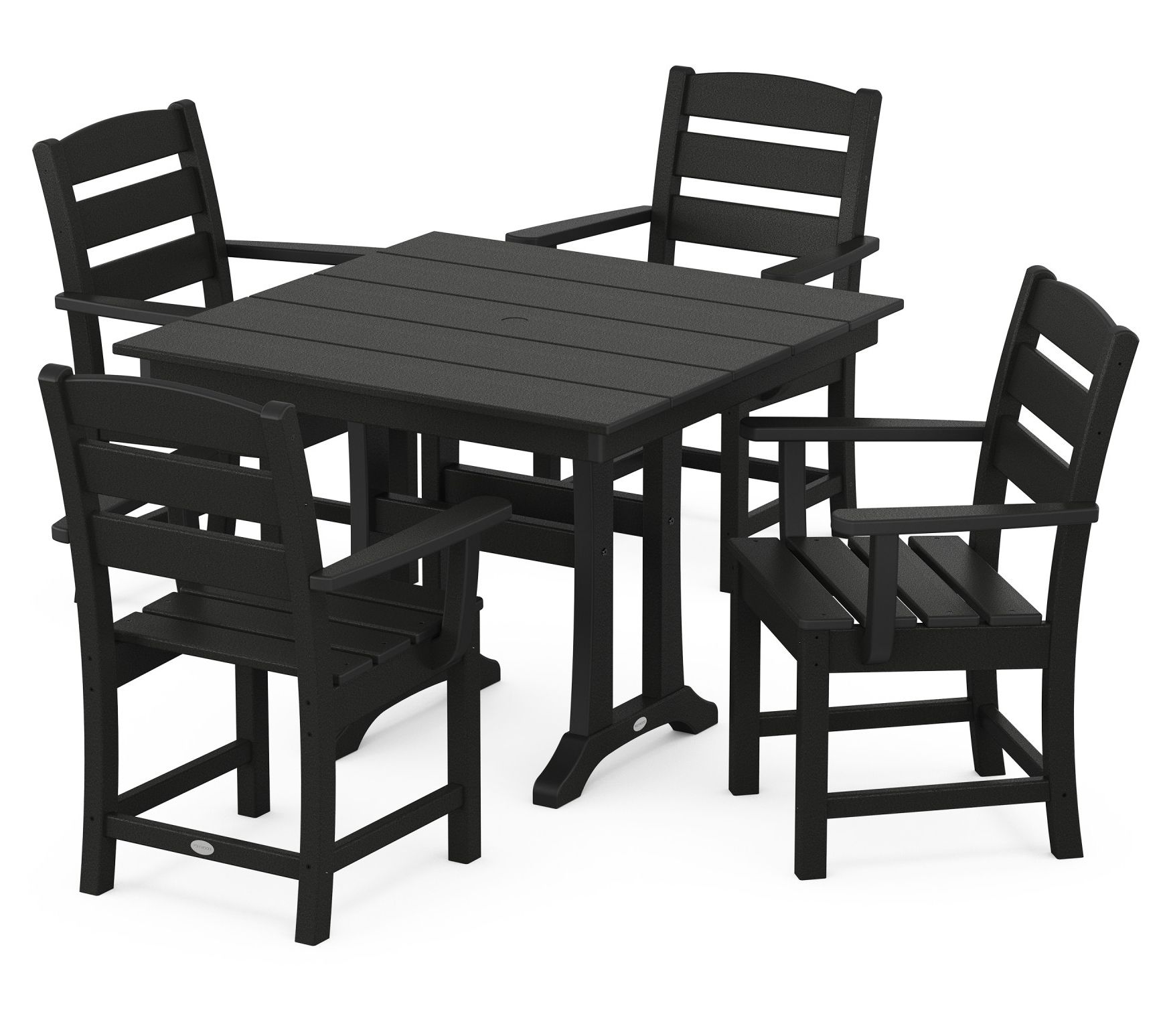 Polywood Lakeside 5-Piece Farmhouse Trestle Chair Dining Set