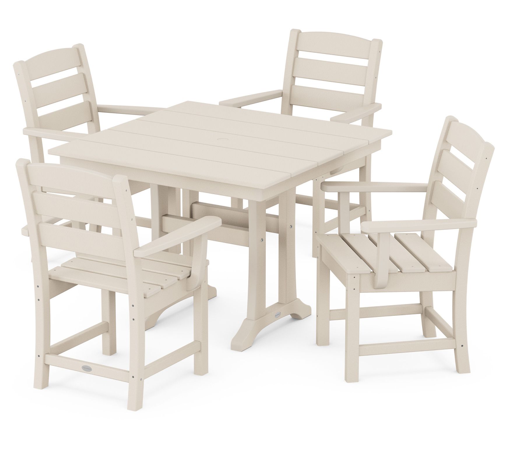 Polywood Lakeside 5-Piece Farmhouse Trestle Chair Dining Set