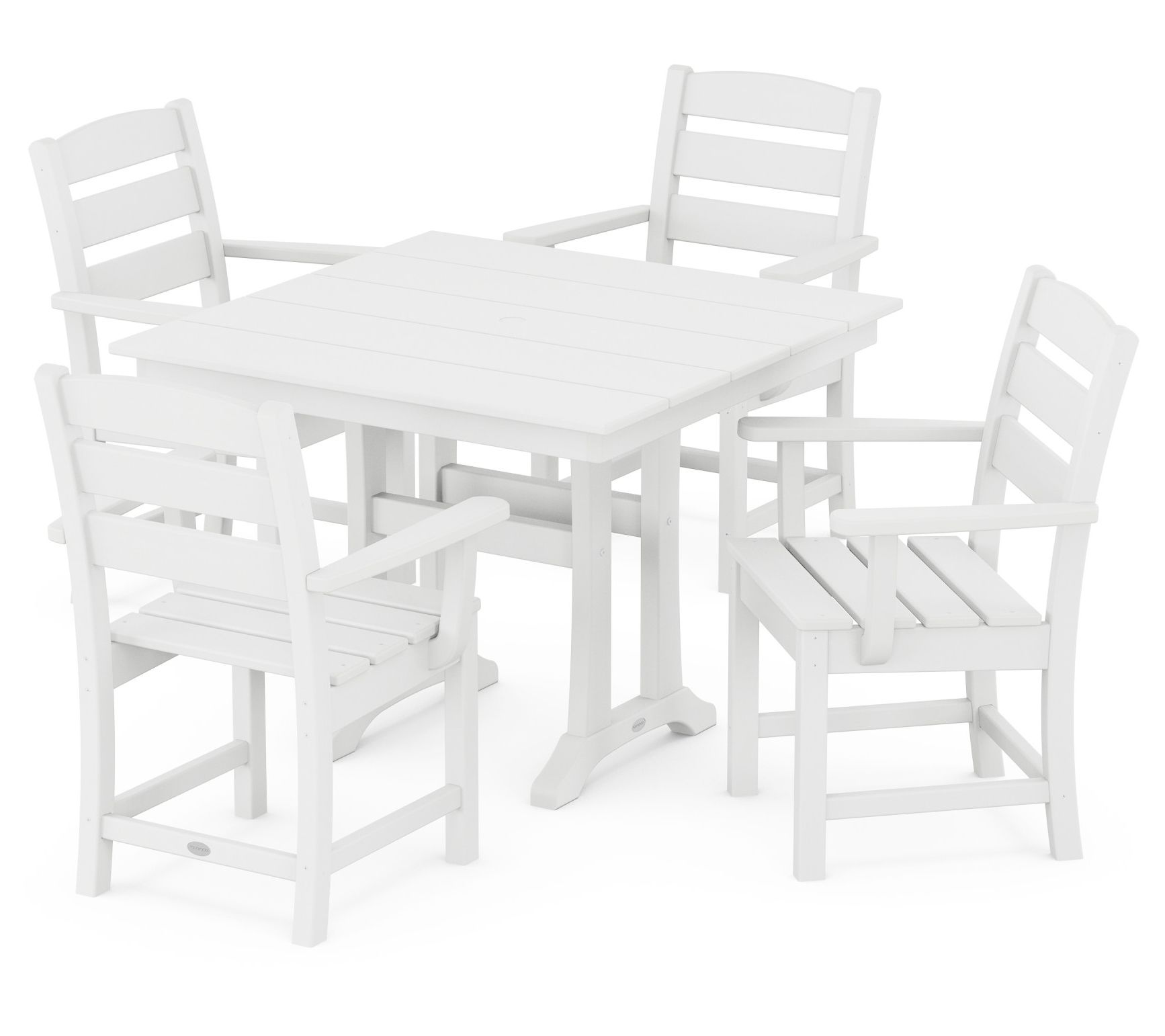 Polywood Lakeside 5-Piece Farmhouse Trestle Chair Dining Set