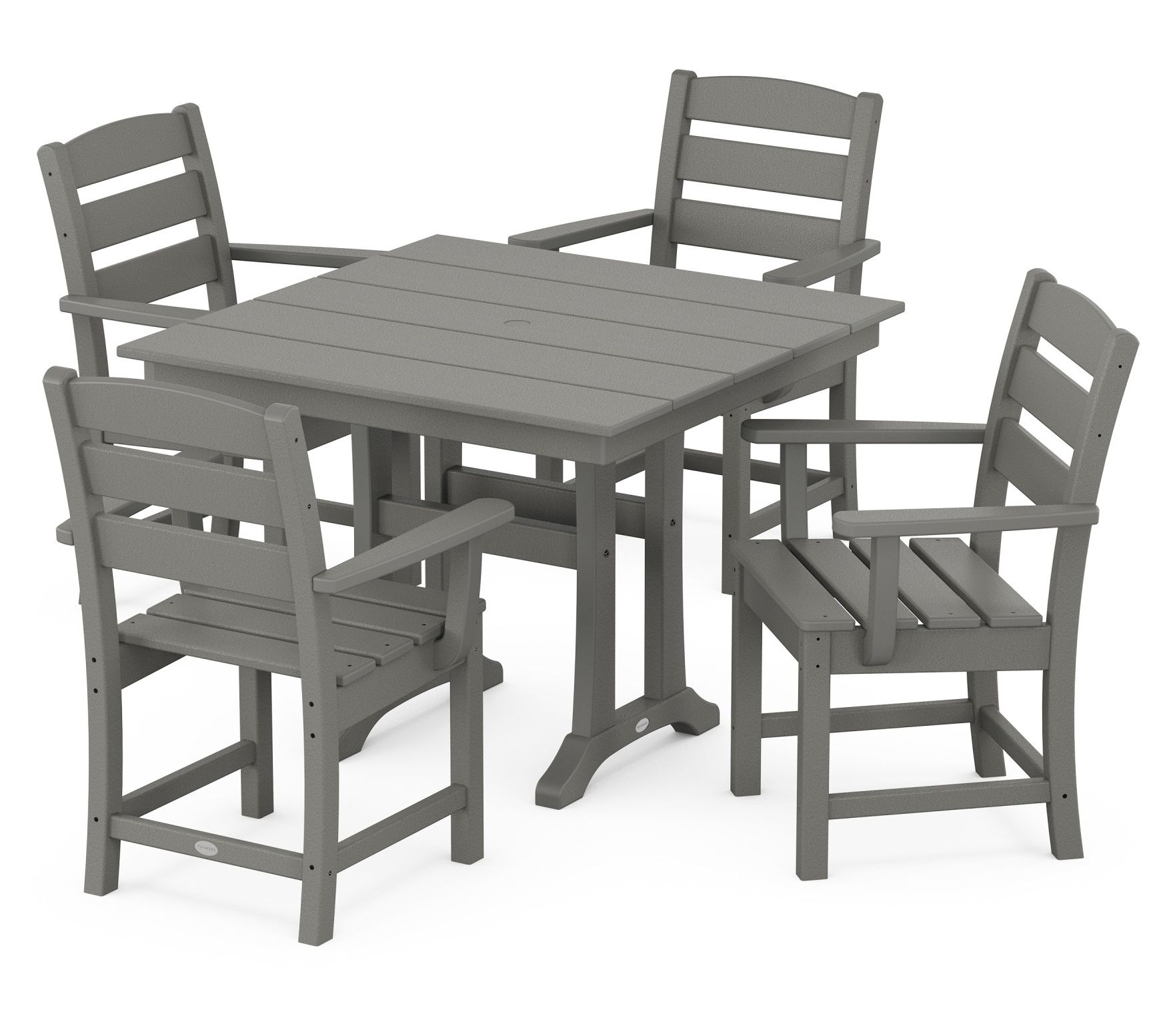 Polywood Lakeside 5-Piece Farmhouse Trestle Chair Dining Set