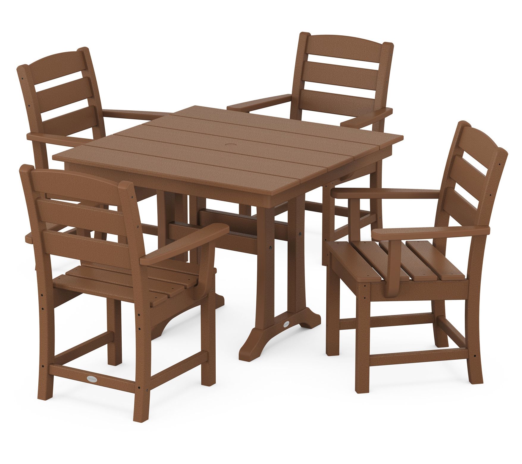 Polywood Lakeside 5-Piece Farmhouse Trestle Chair Dining Set