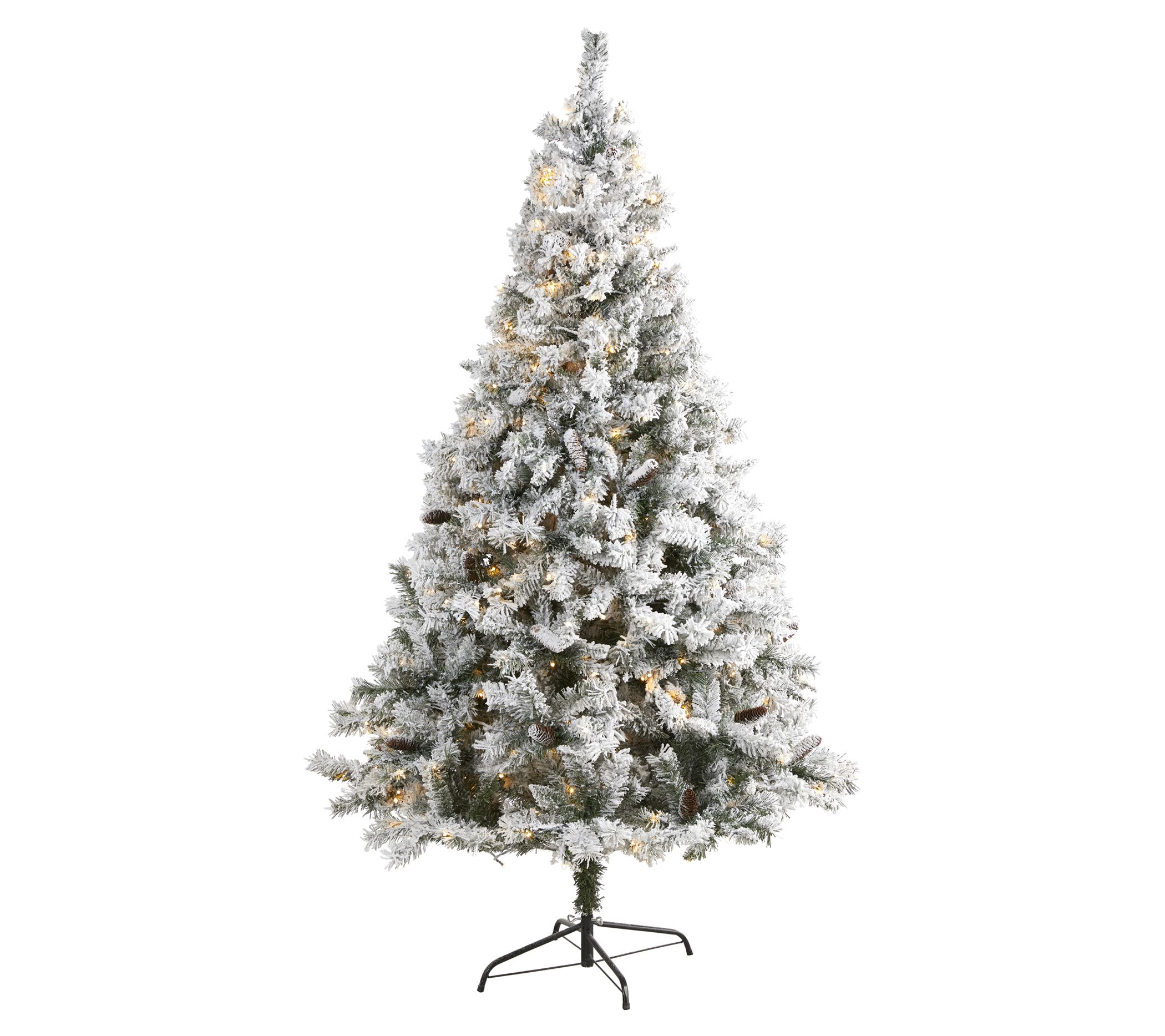 Nearly Natural 7' Flocked Tree w/ Pinecones & 350 LEDs
