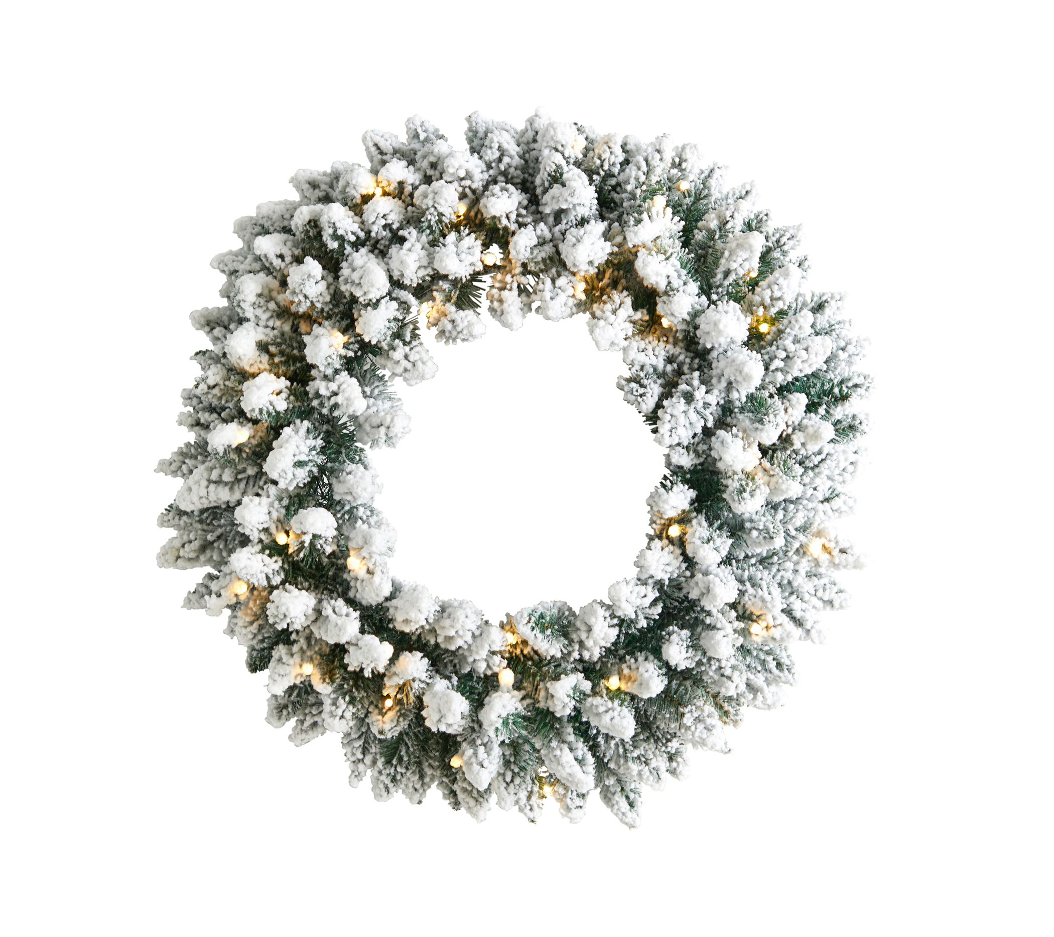 Nearly Natural 24" Flocked Wreath with 35 LED Lights
