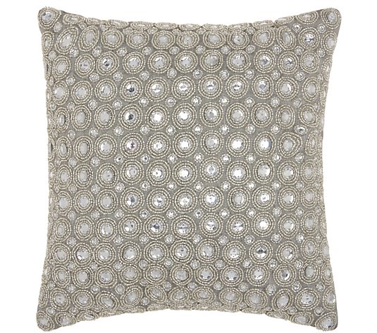 Kathy Ireland Marble Beads Silver 12" x 12" Throw Pillow